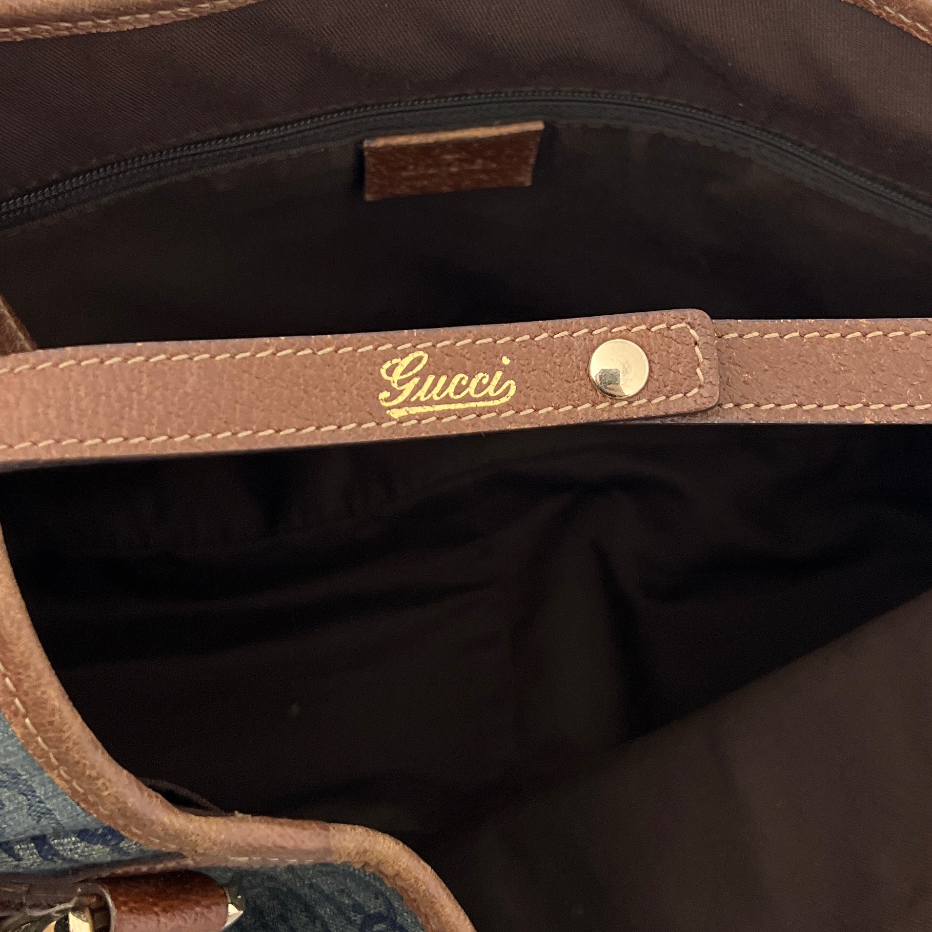 Sac GUCCI Abbey Hobo denim bleu