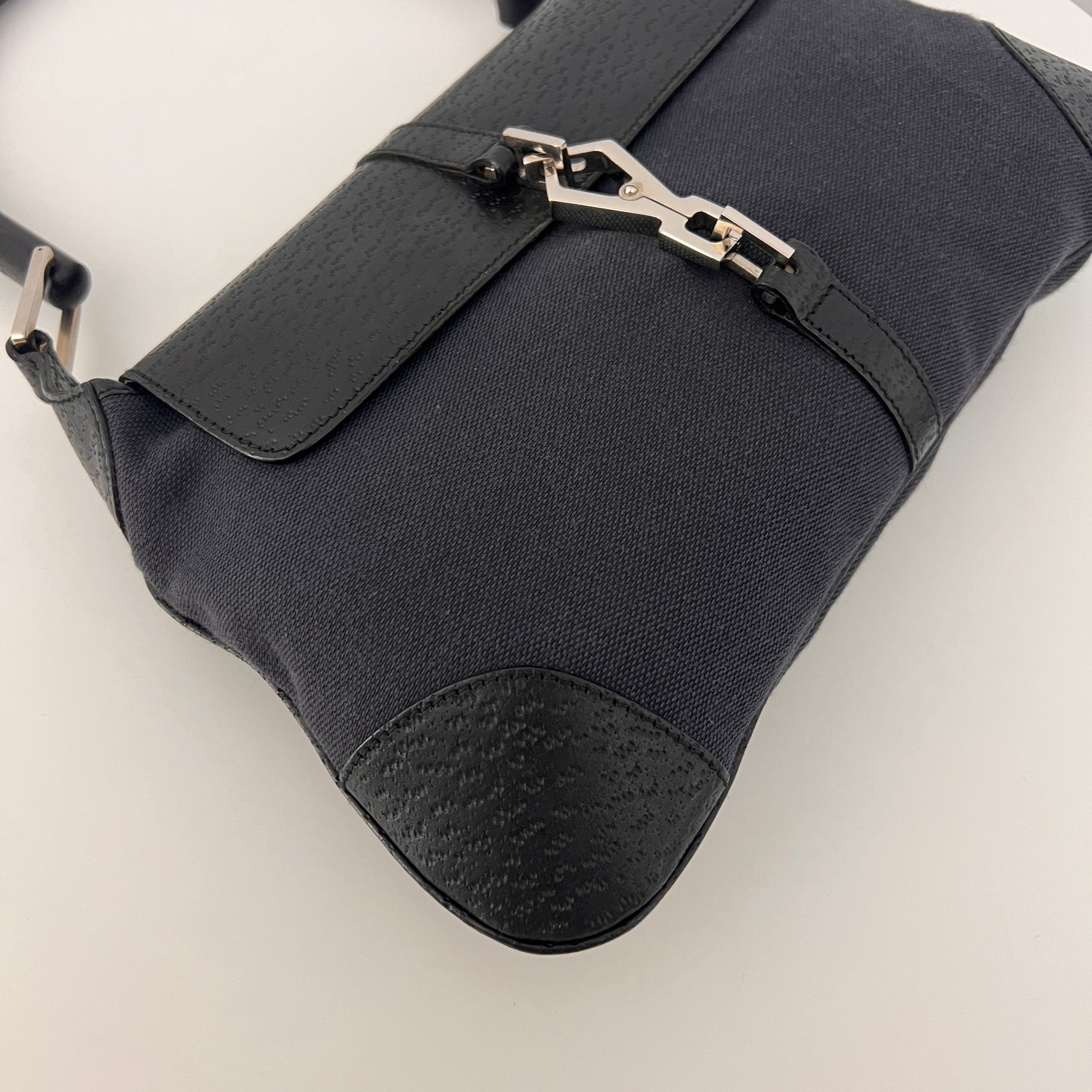 Sac GUCCI Jackie Bamboo toile et cuir noir