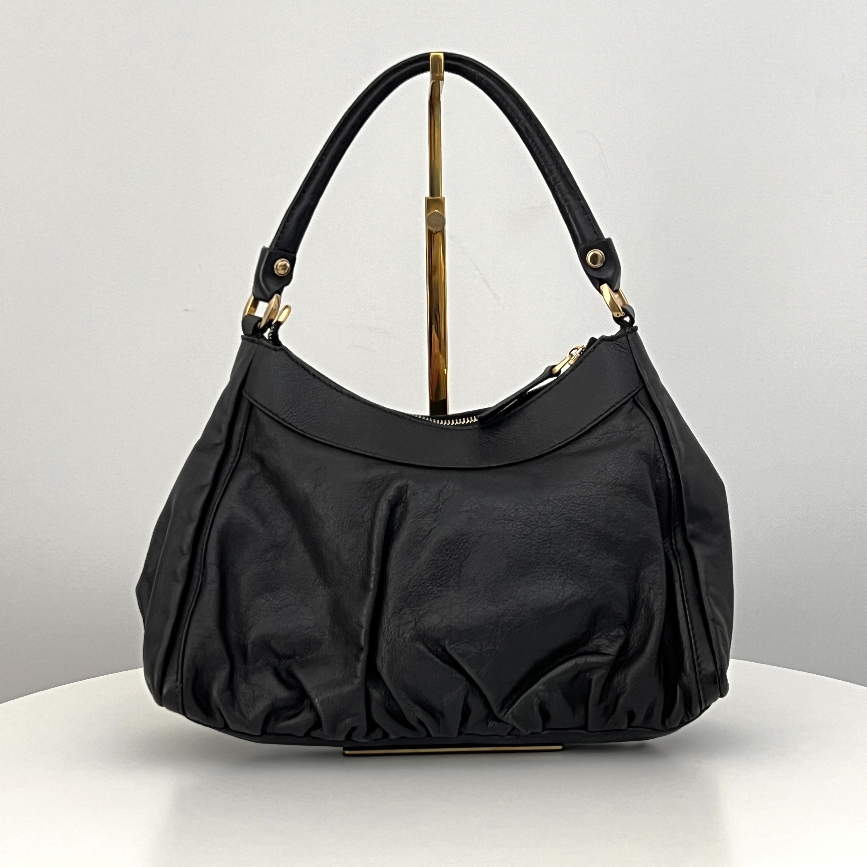 Sac GUCCI D-ring cuir lisse noir
