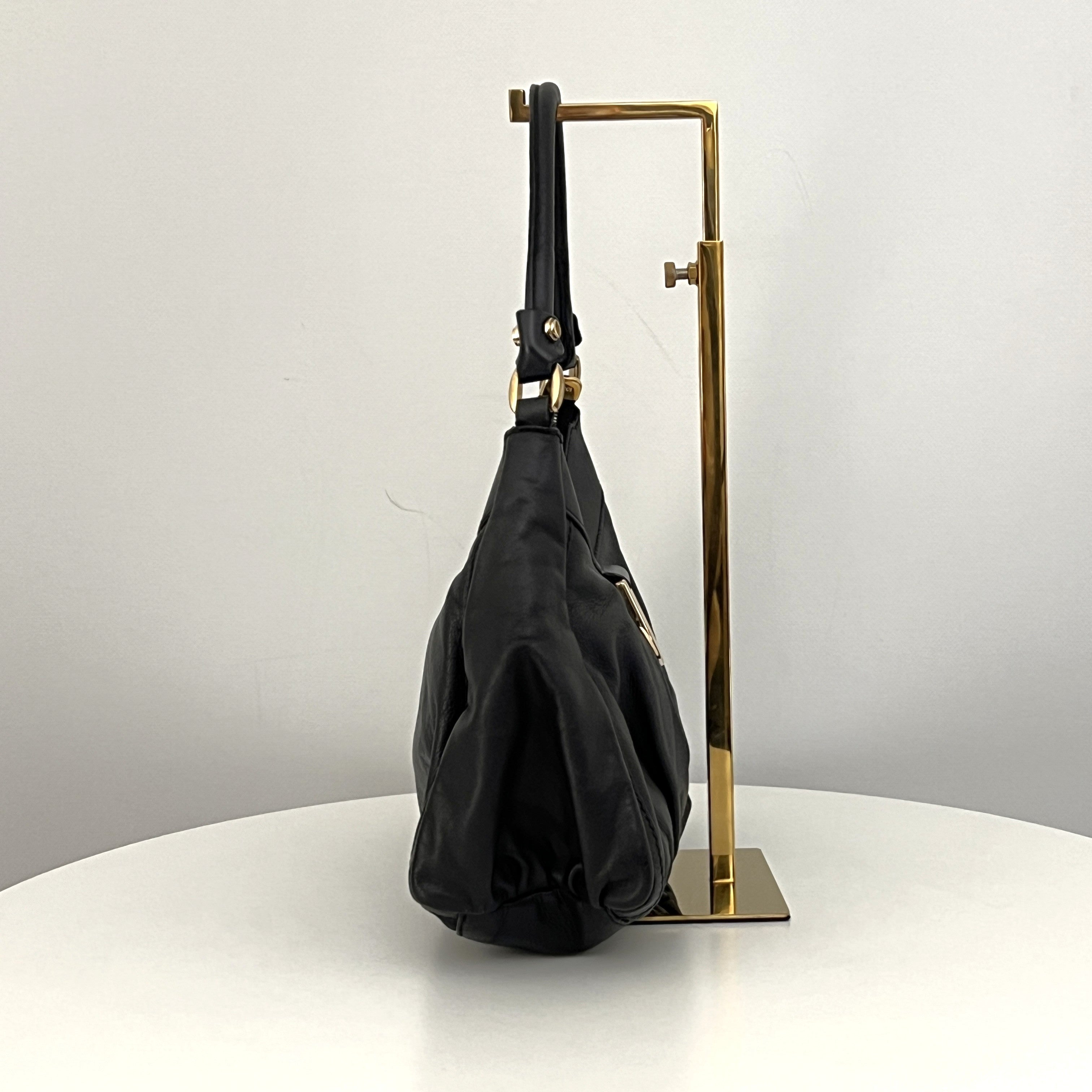 Sac GUCCI D-ring cuir lisse noir