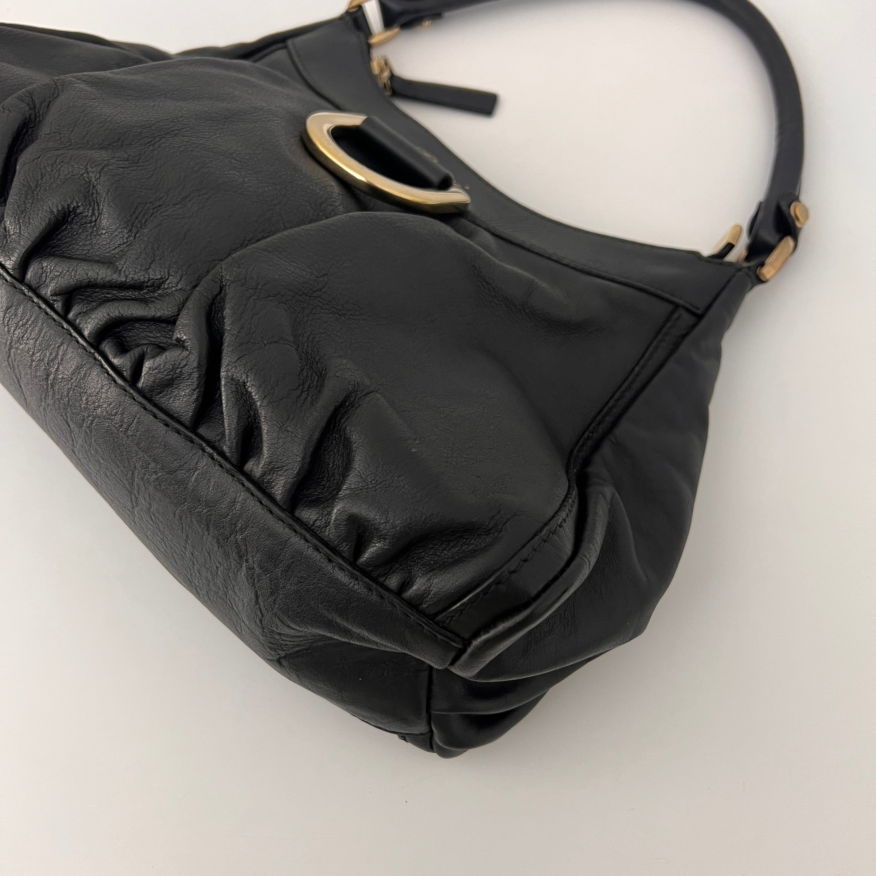 Sac GUCCI D-ring cuir lisse noir