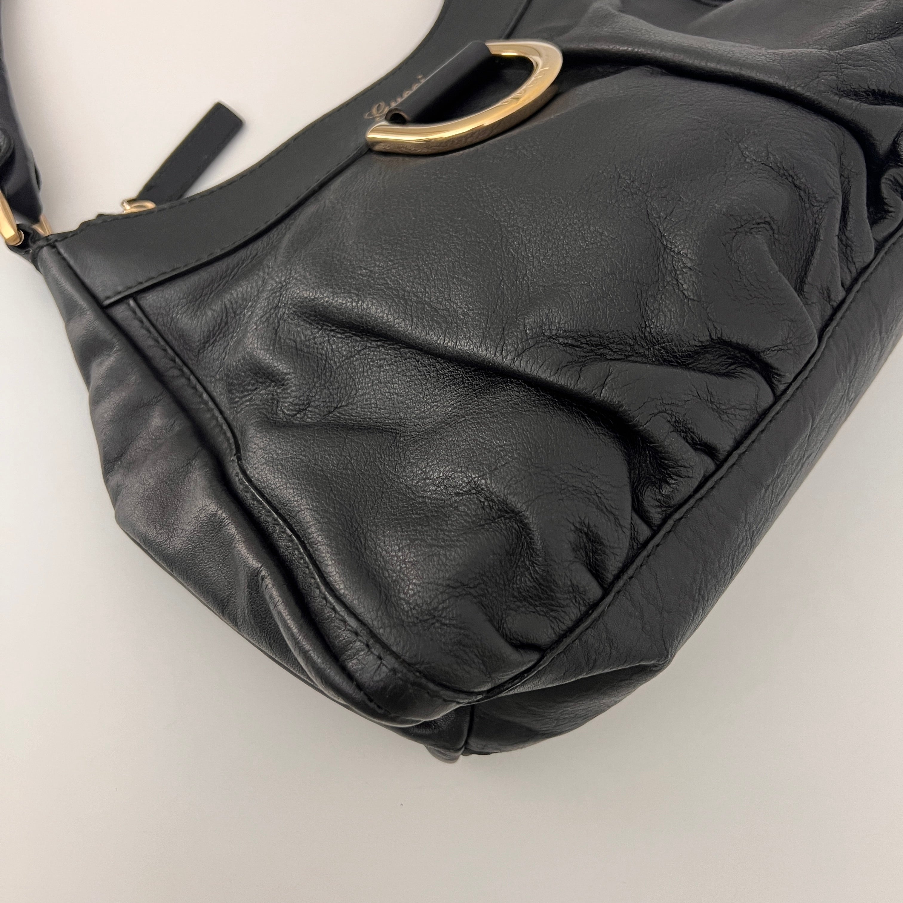 Sac GUCCI D-ring cuir lisse noir