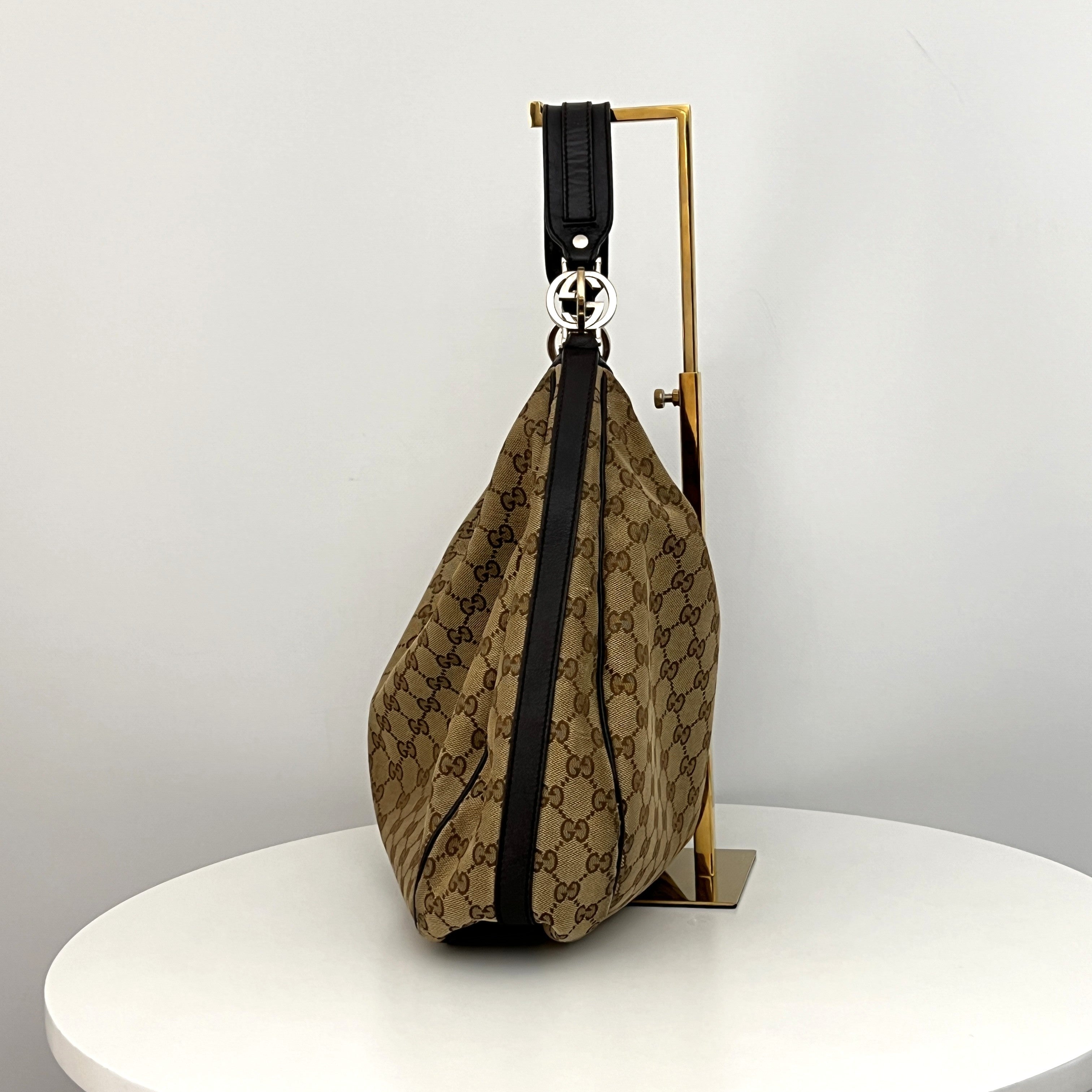 Sac GUCCI Twins GG toile et cuir marron