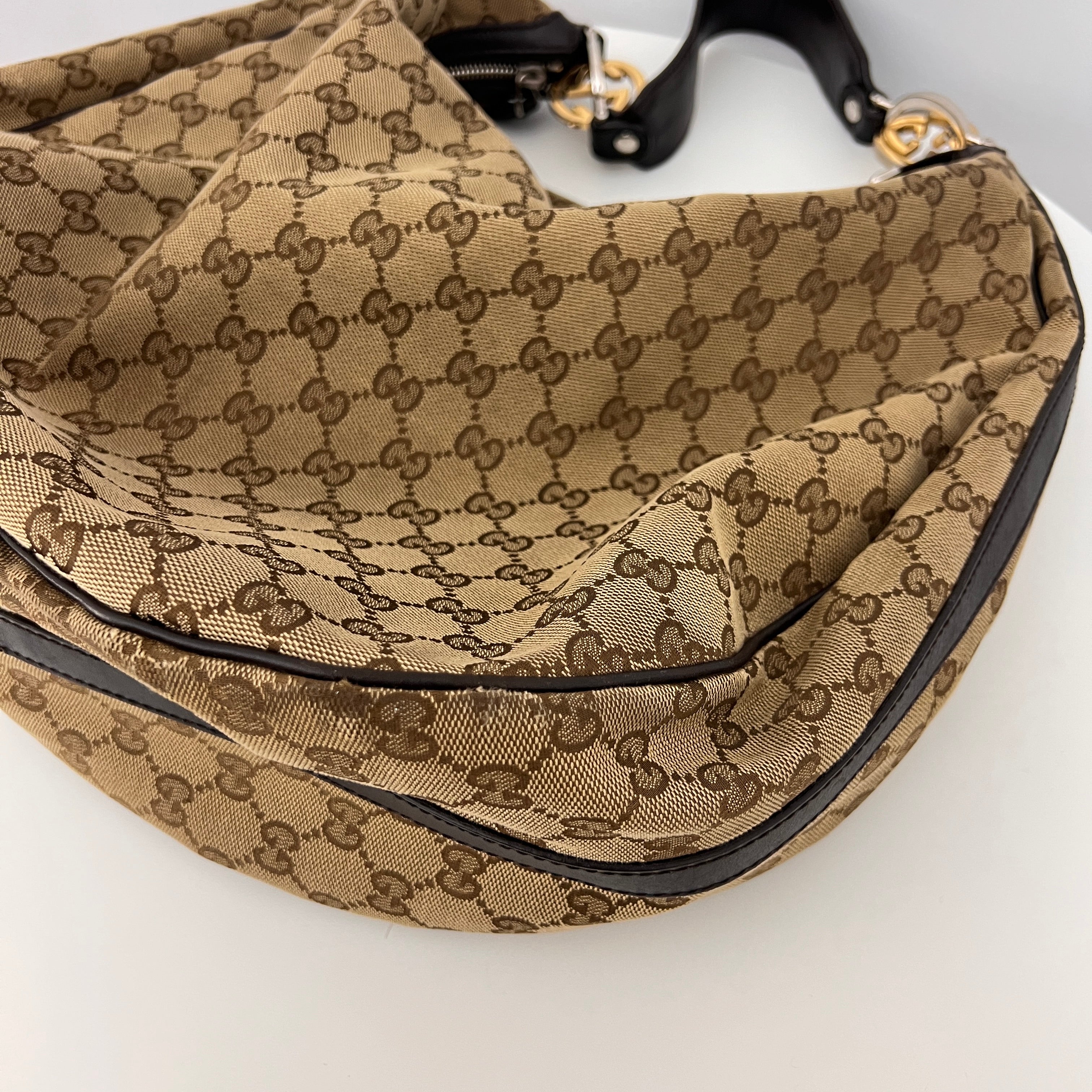 Sac GUCCI Twins GG toile et cuir marron