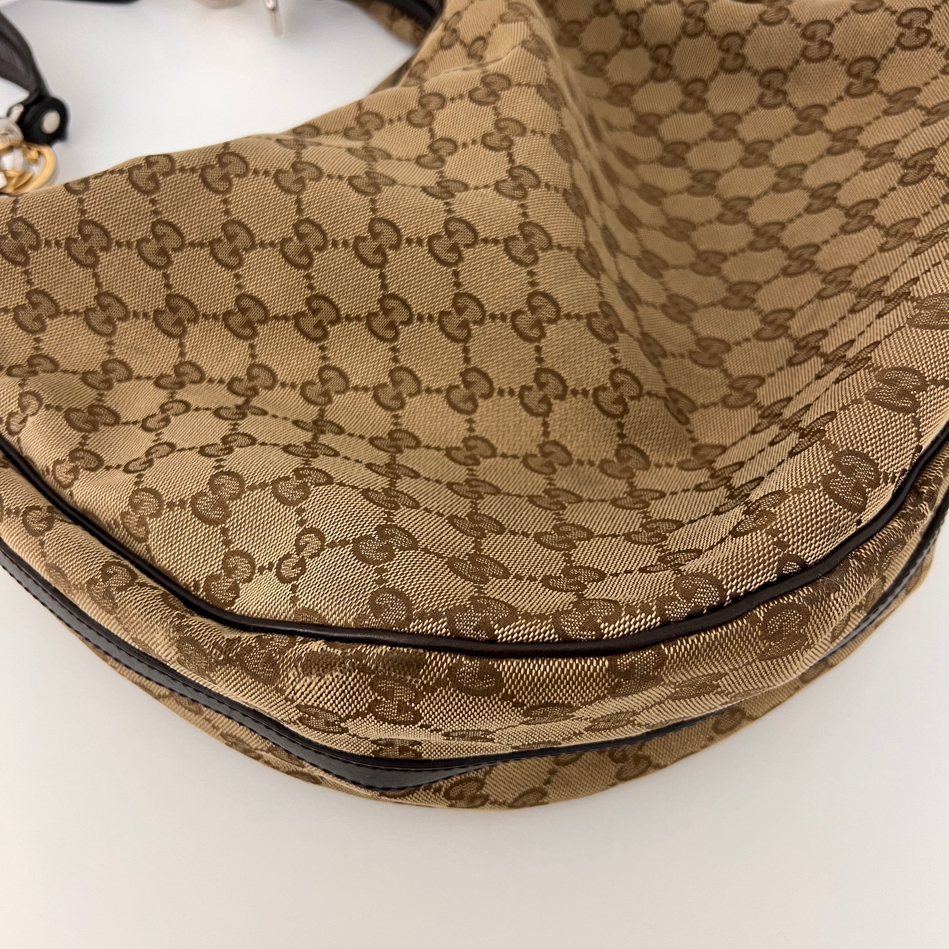 Sac GUCCI Twins GG toile et cuir marron