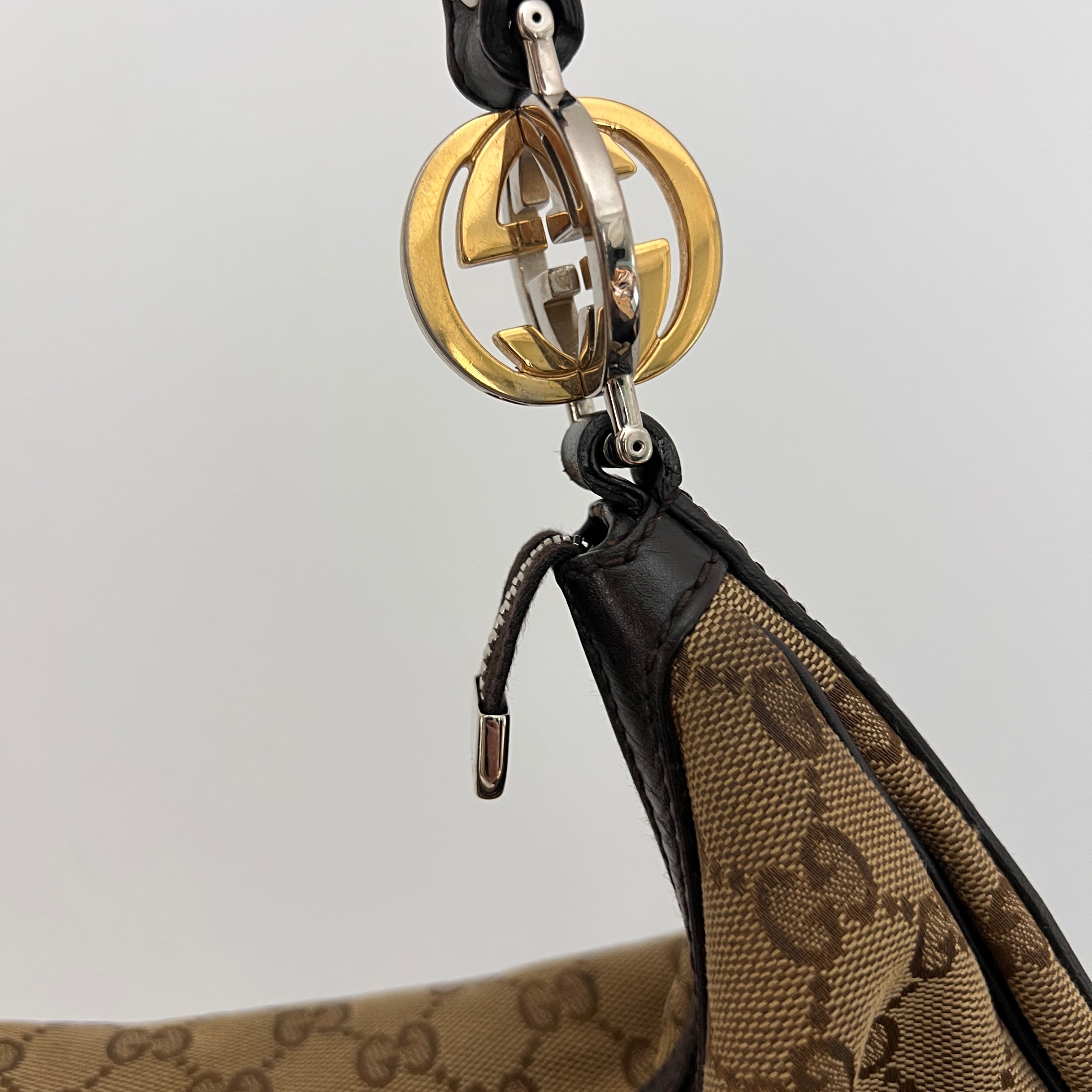 Sac GUCCI Twins GG toile et cuir marron