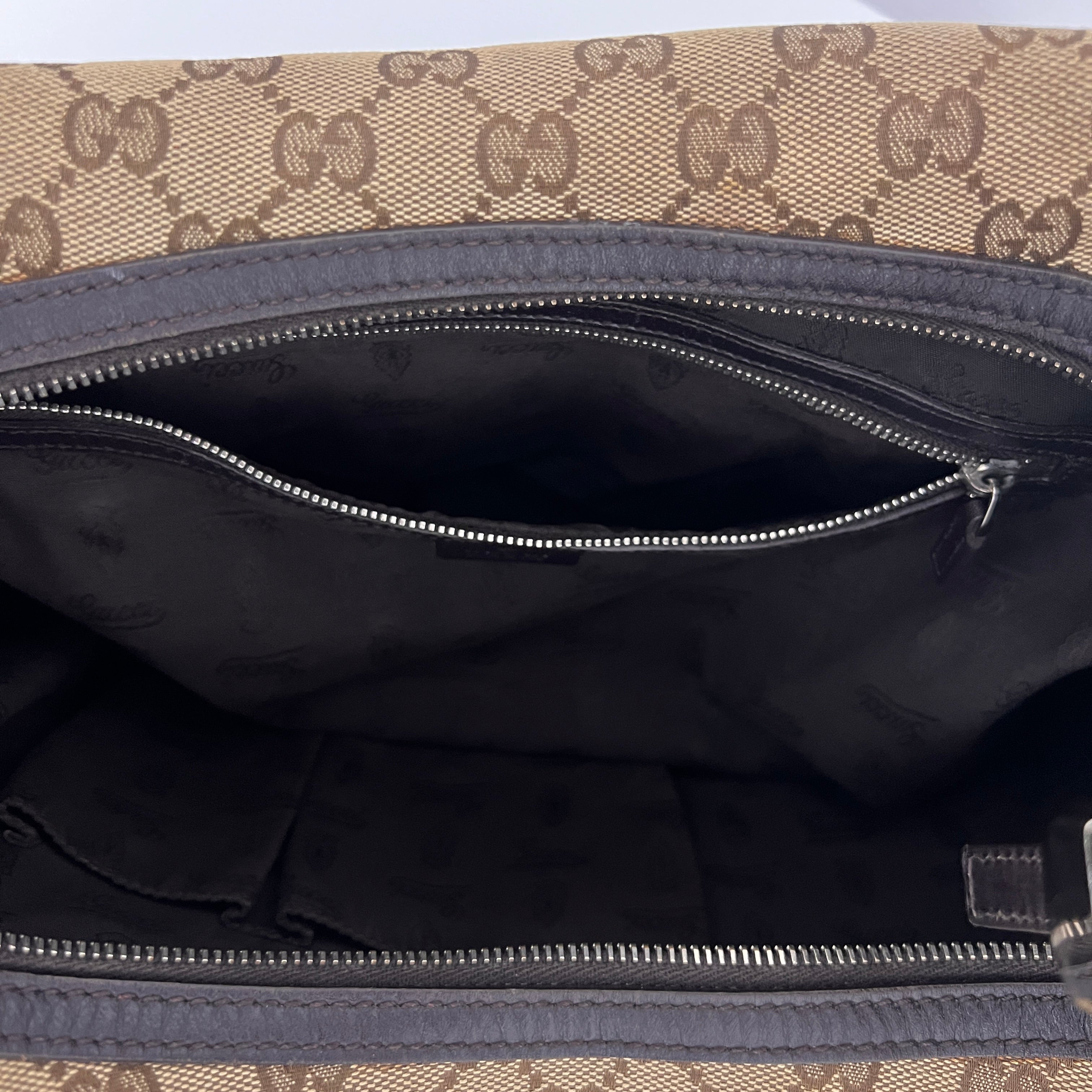 Sac GUCCI Twins GG toile et cuir marron