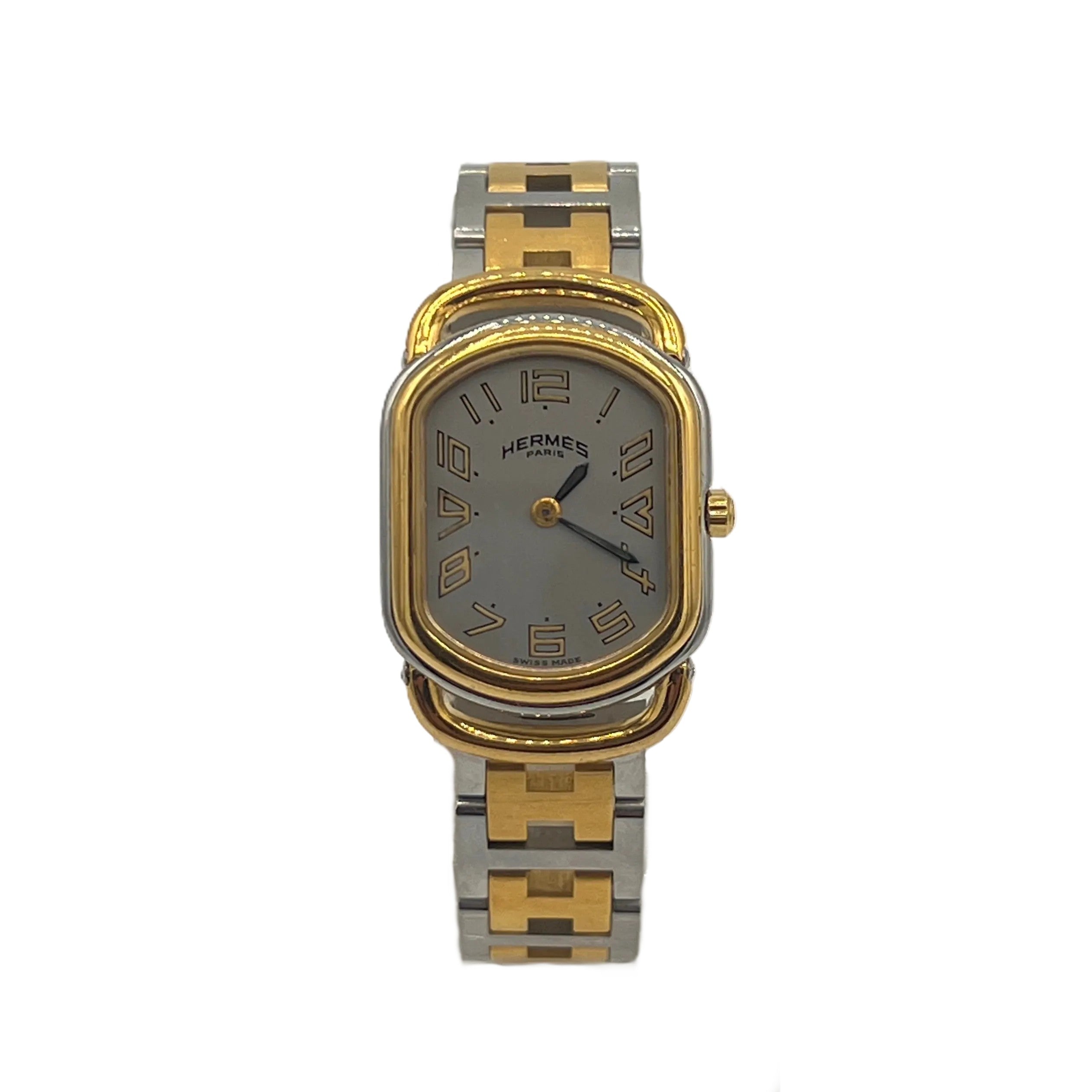 Montre HERMÈS Rallye plaqué or et acier bicolore