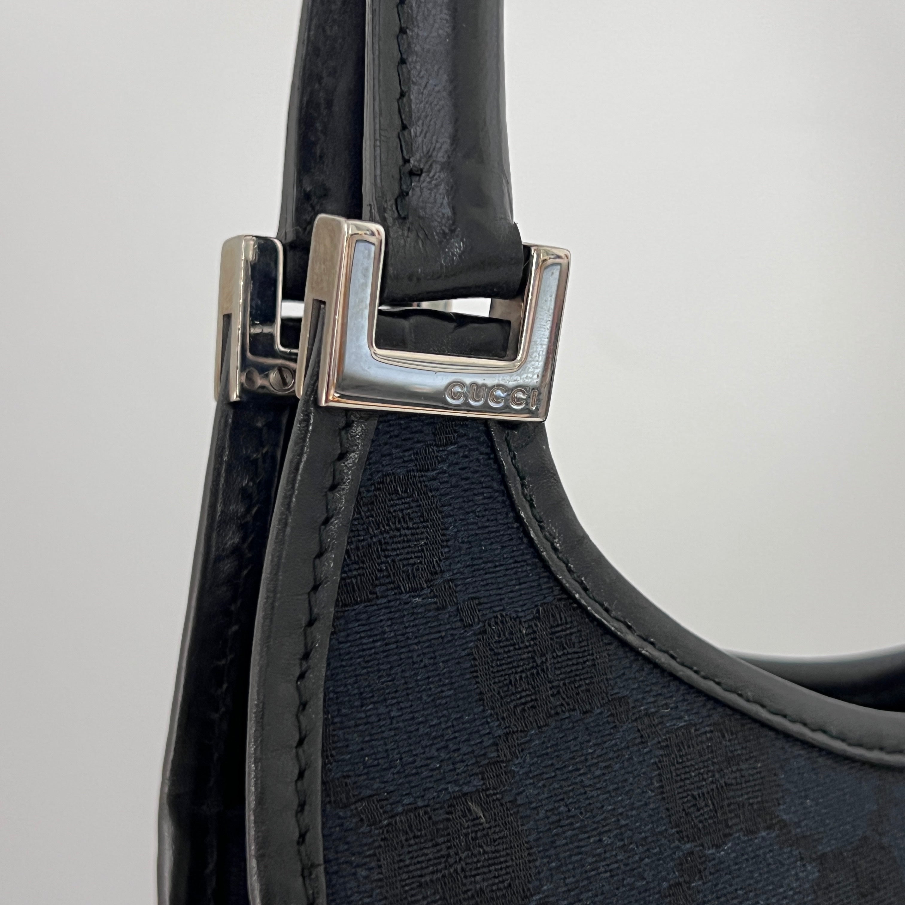 Sac GUCCI Jackie Small toile et cuir noir