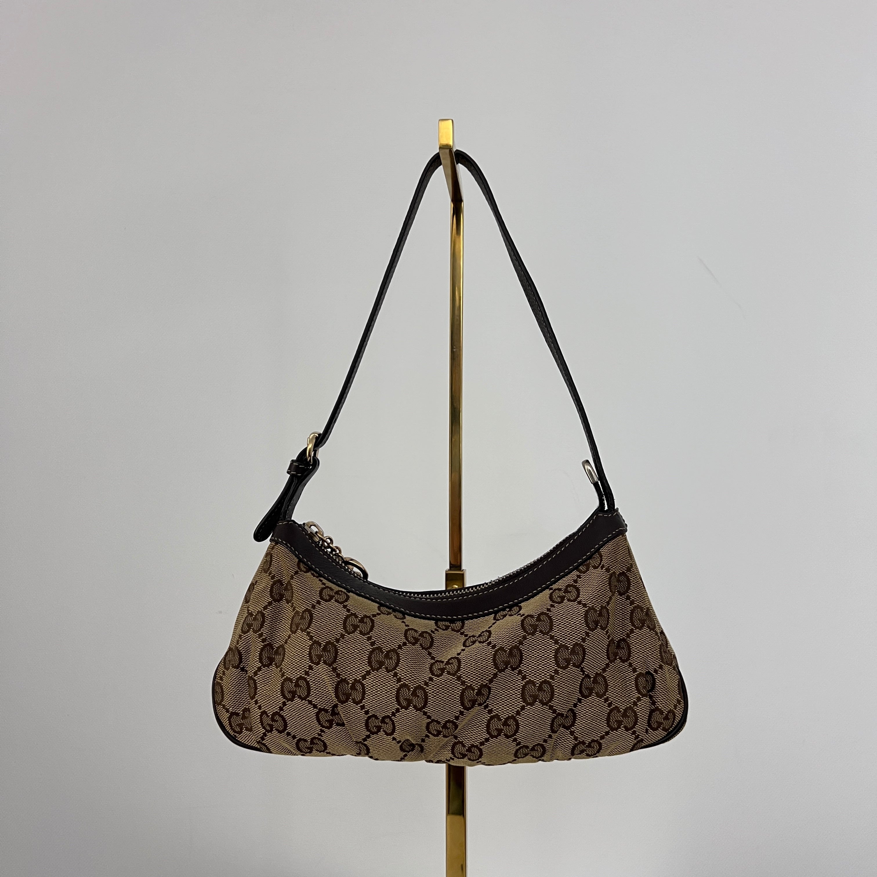 Sac GUCCI Hobo toile et cuir marron