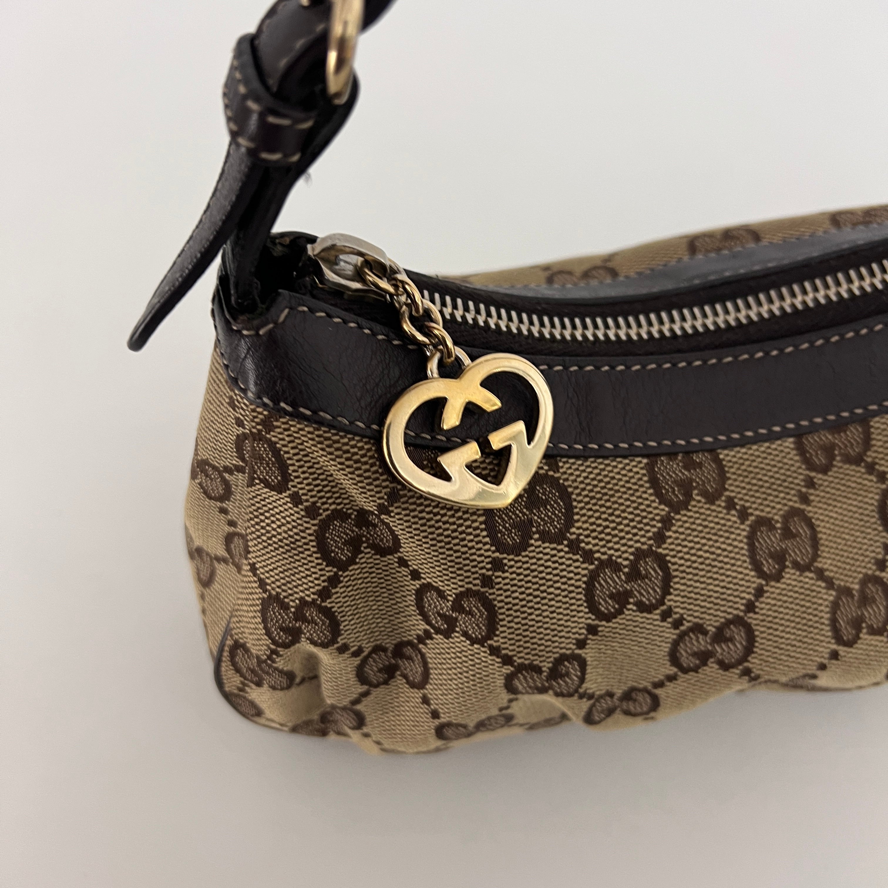Sac GUCCI Hobo toile et cuir marron