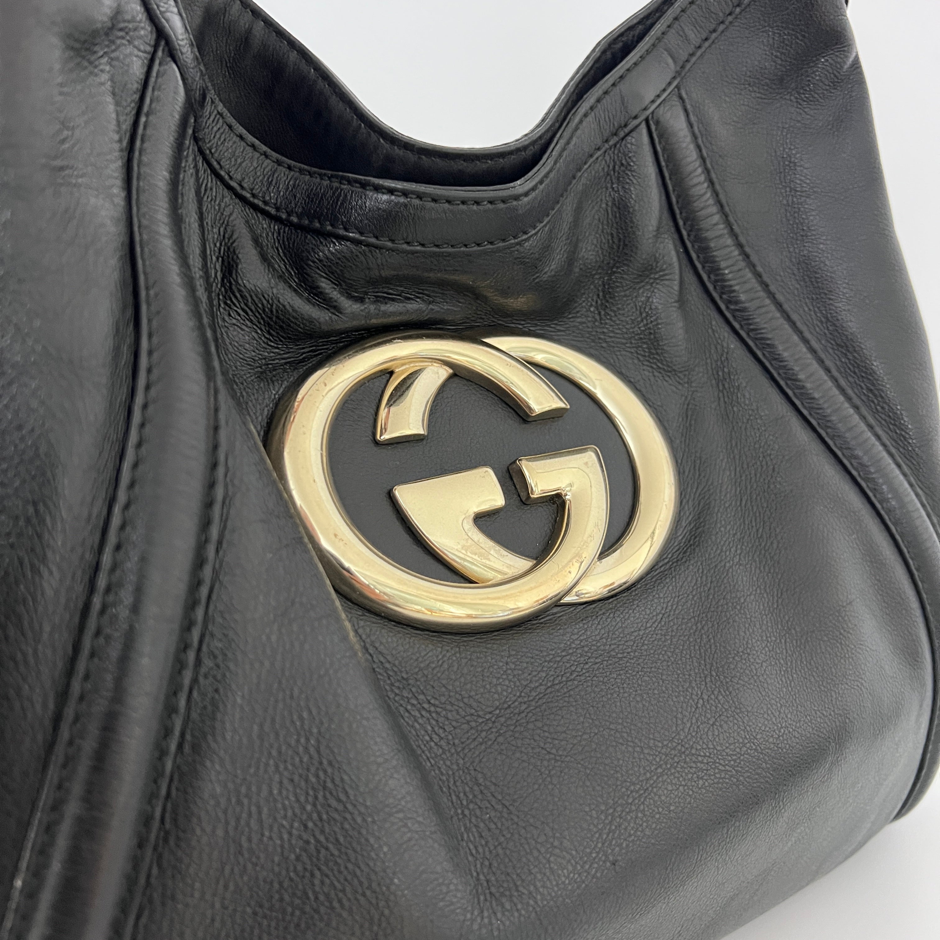 Sac GUCCI Interlocking G Britt cuir lisse noir
