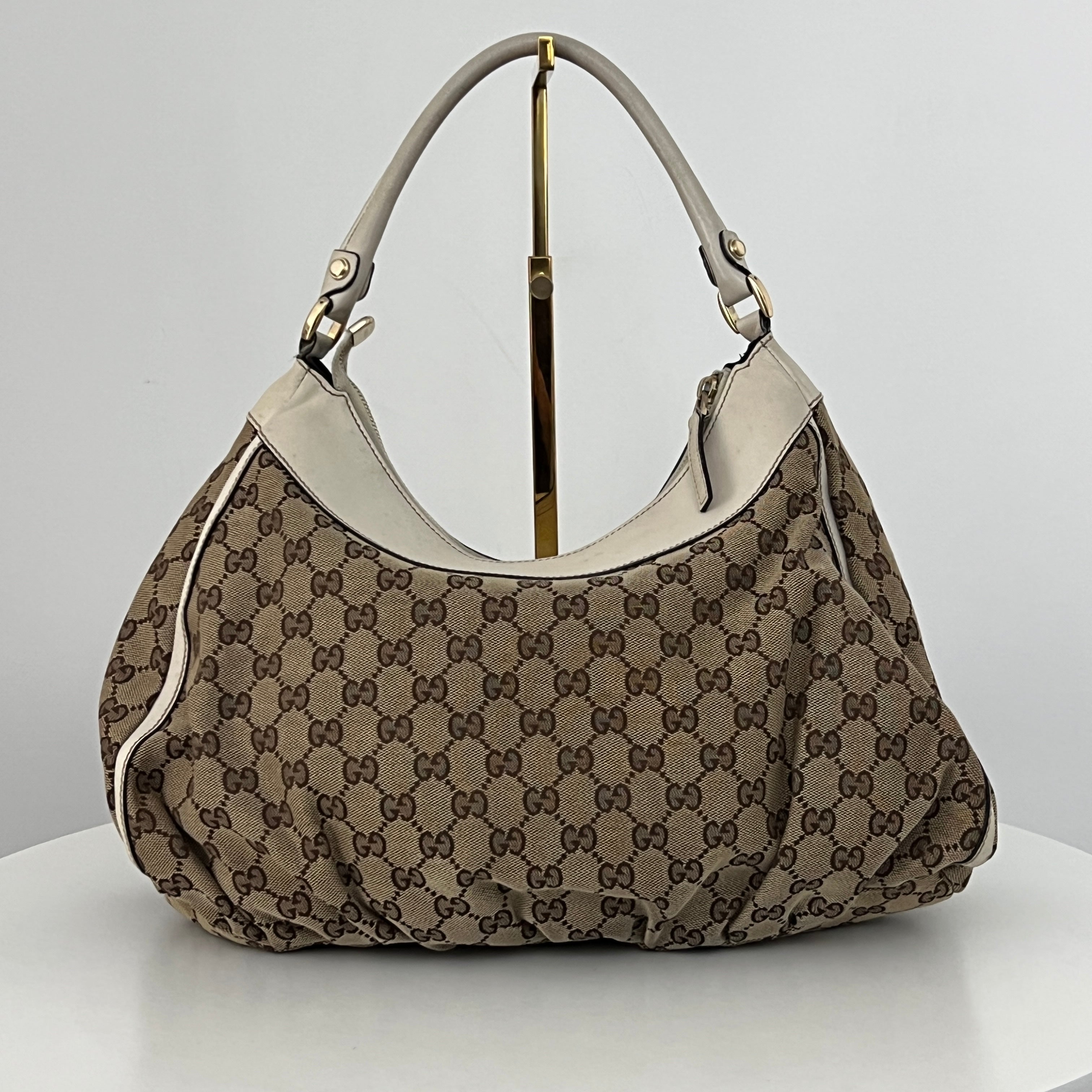 Sac GUCCI Hobo toile et cuir marron