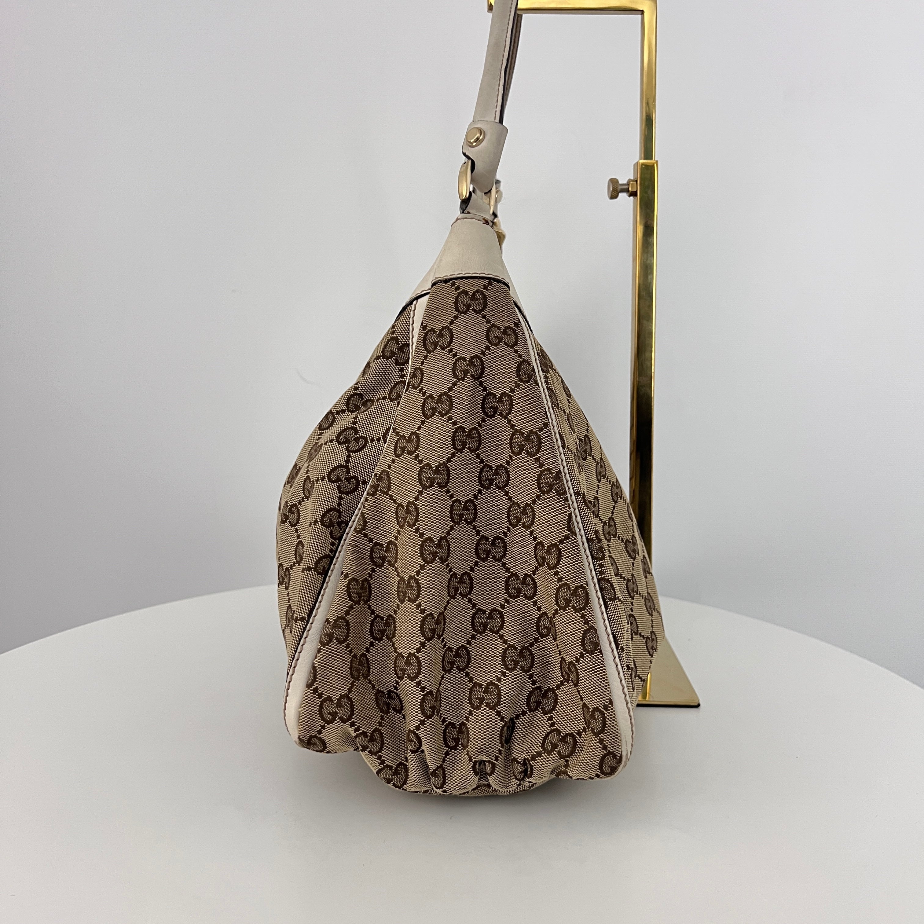 Sac GUCCI Hobo toile et cuir marron