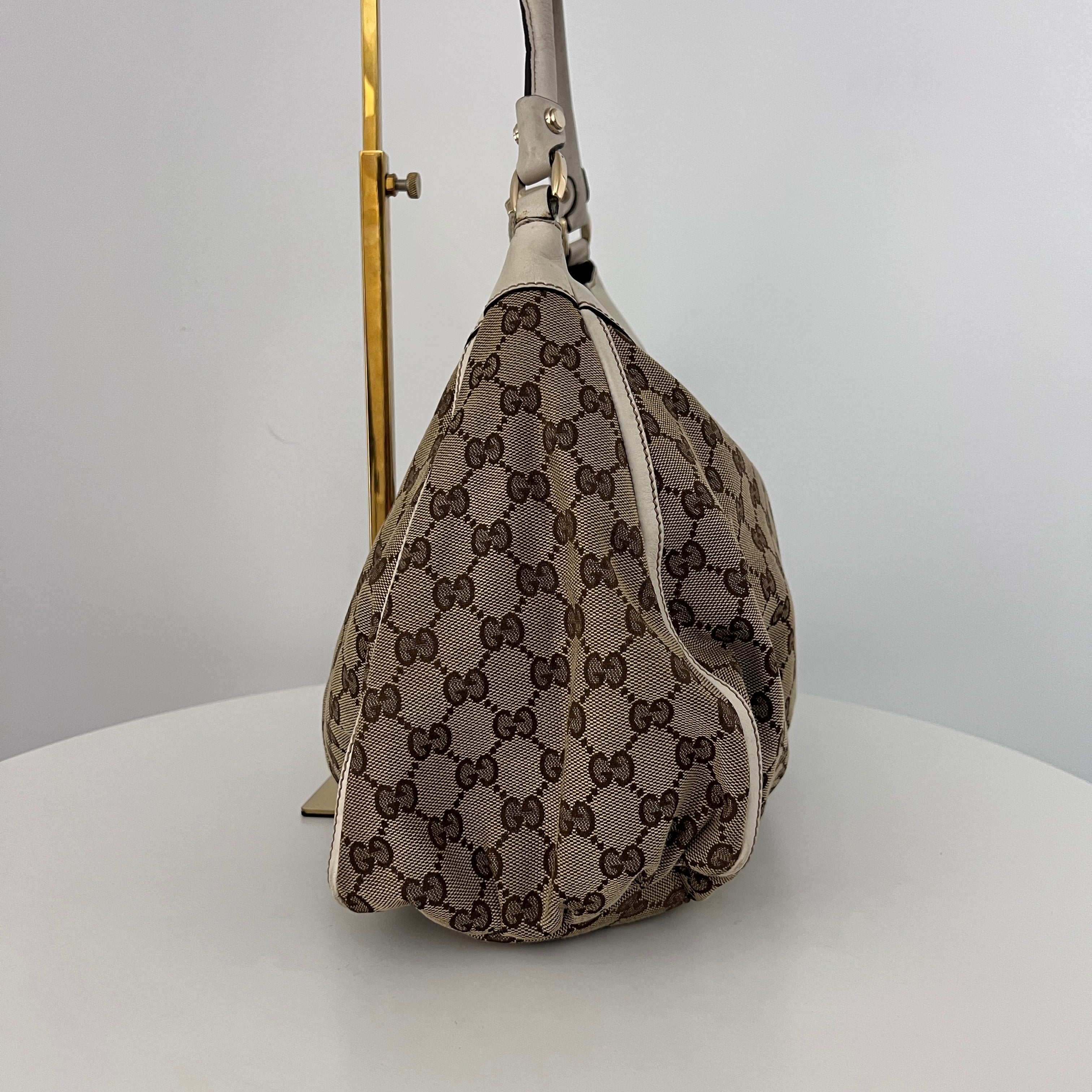 Sac GUCCI Hobo toile et cuir marron