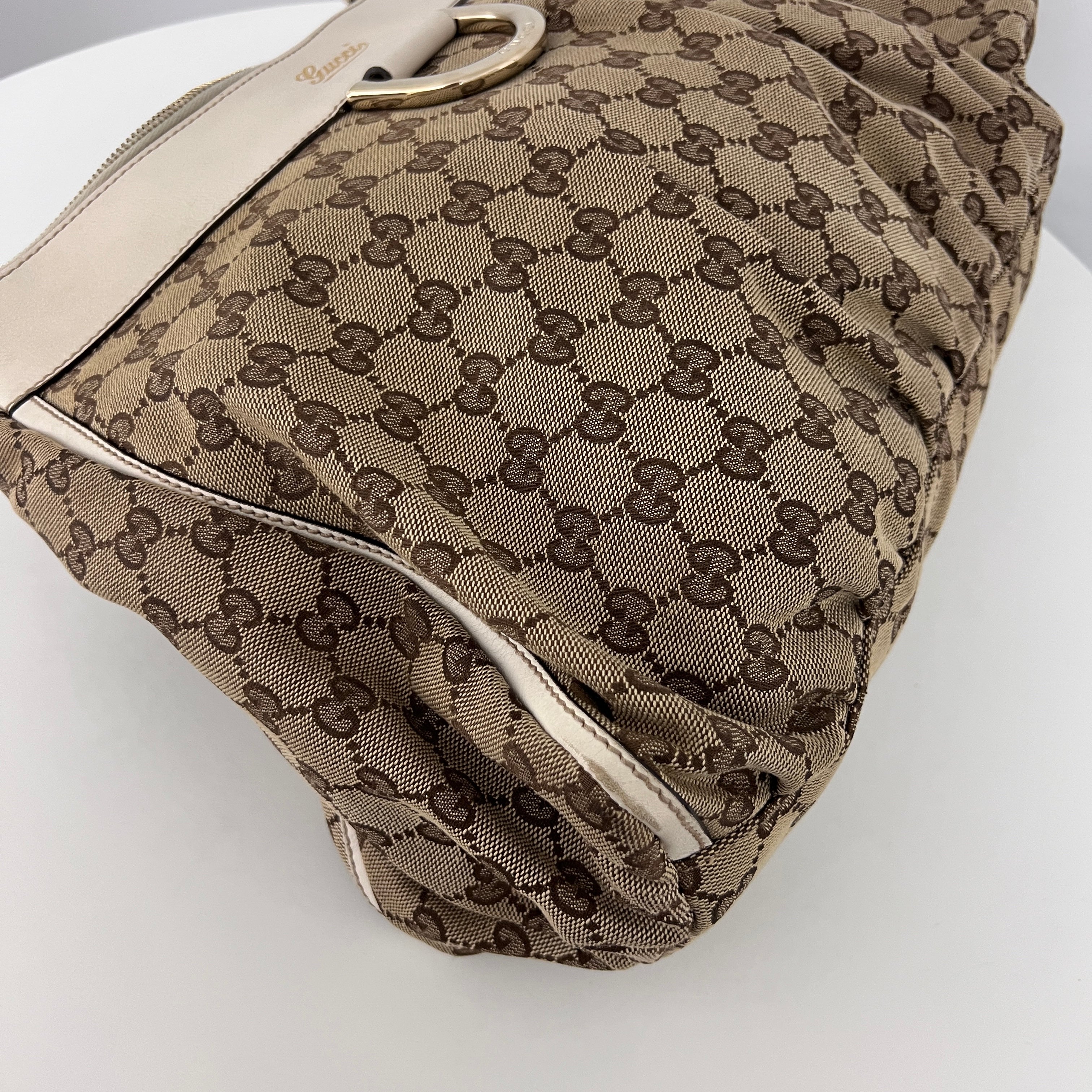 Sac GUCCI Hobo toile et cuir marron