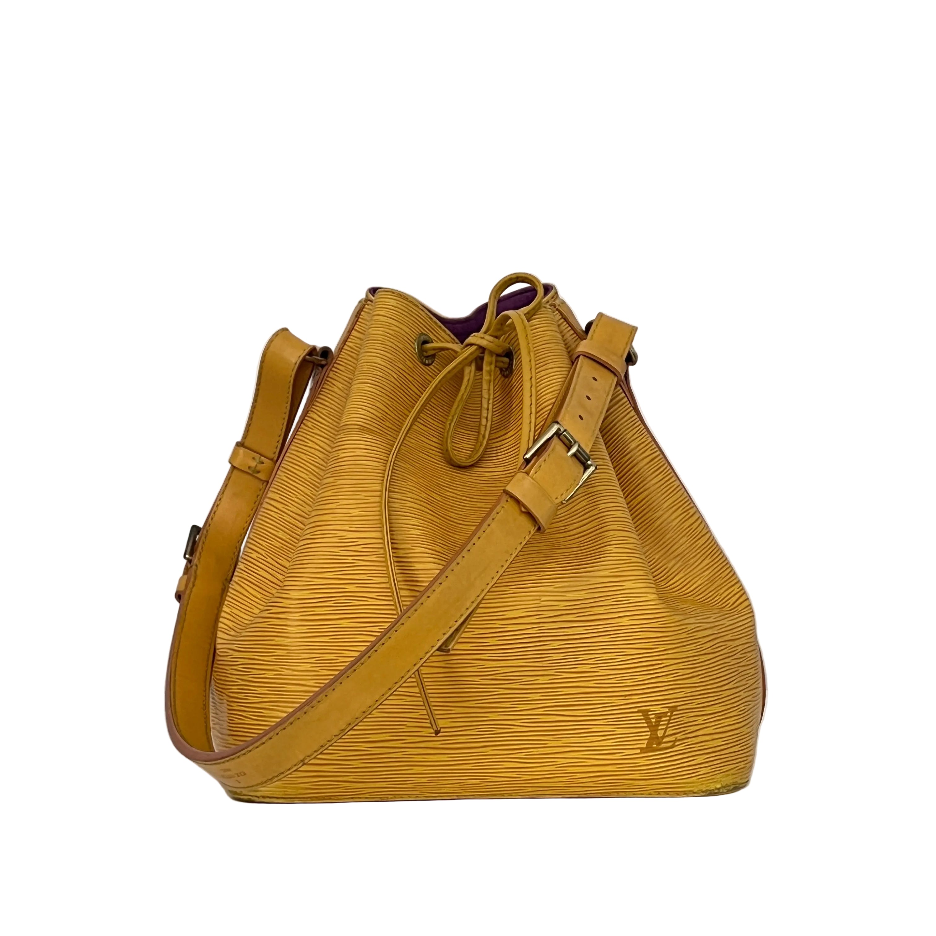 Sac LOUIS VUITTON Noé Petit cuir épi jaune vintage 1995