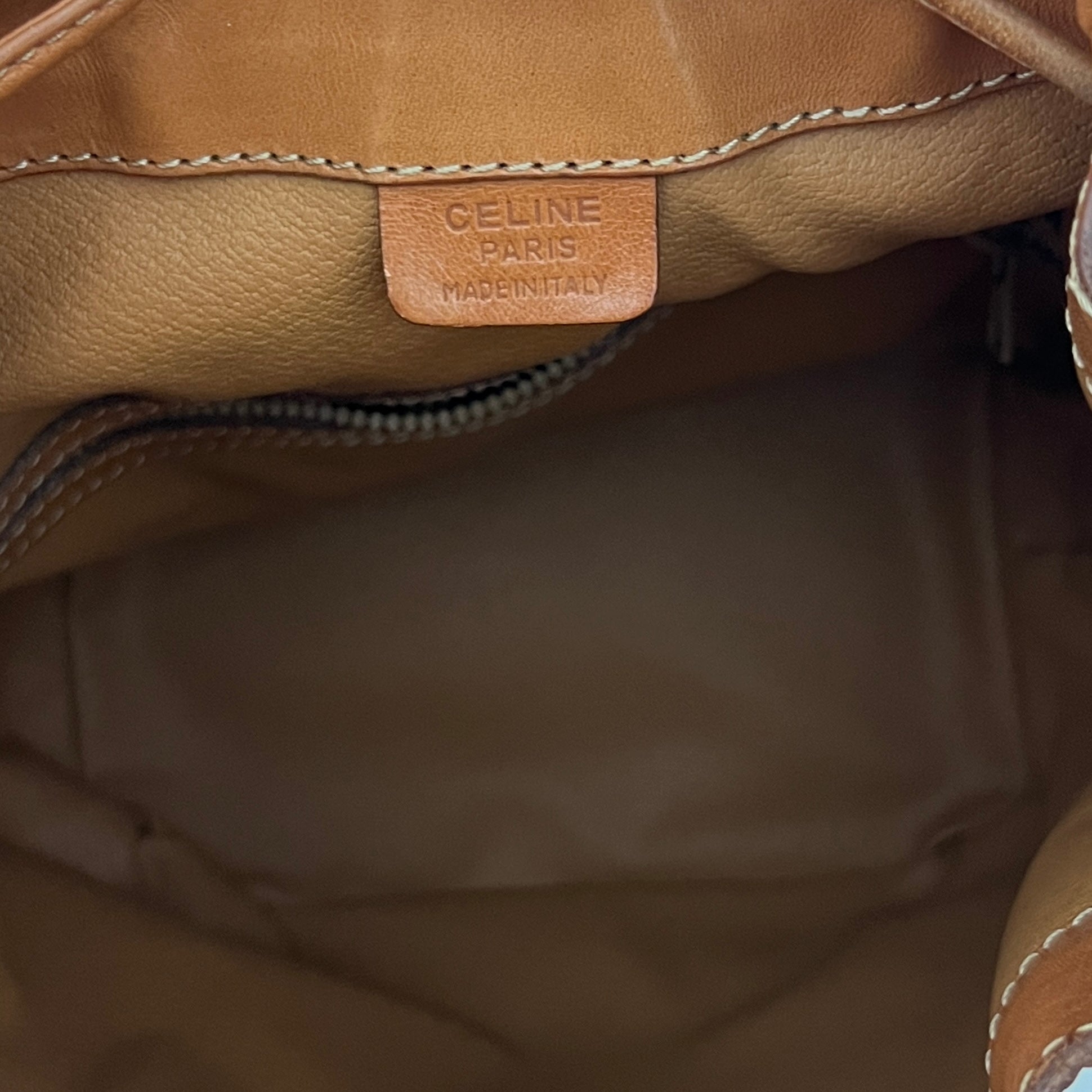 Sac à bandoulière CELINE Seau Petit toile et cuir marron