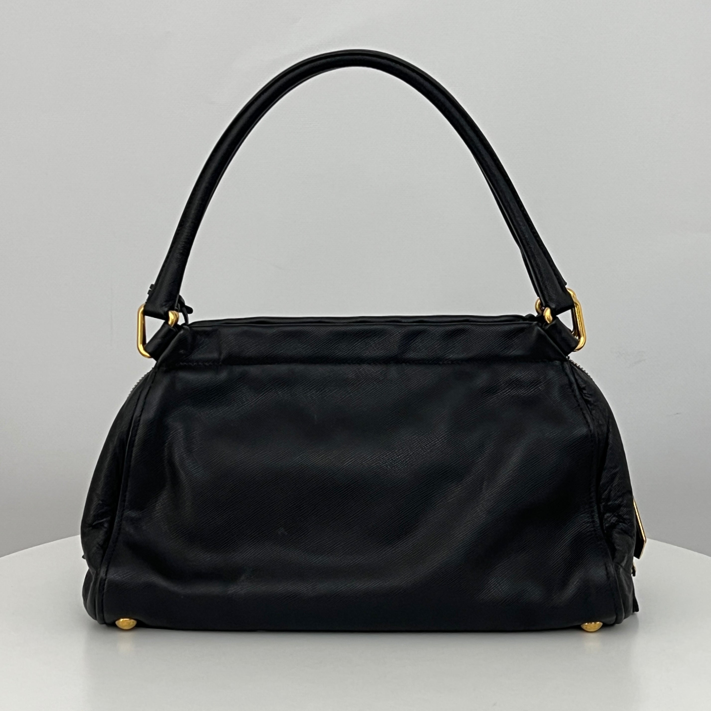 Sac à bandoulière PRADA Hobo cuir Saffiano noir