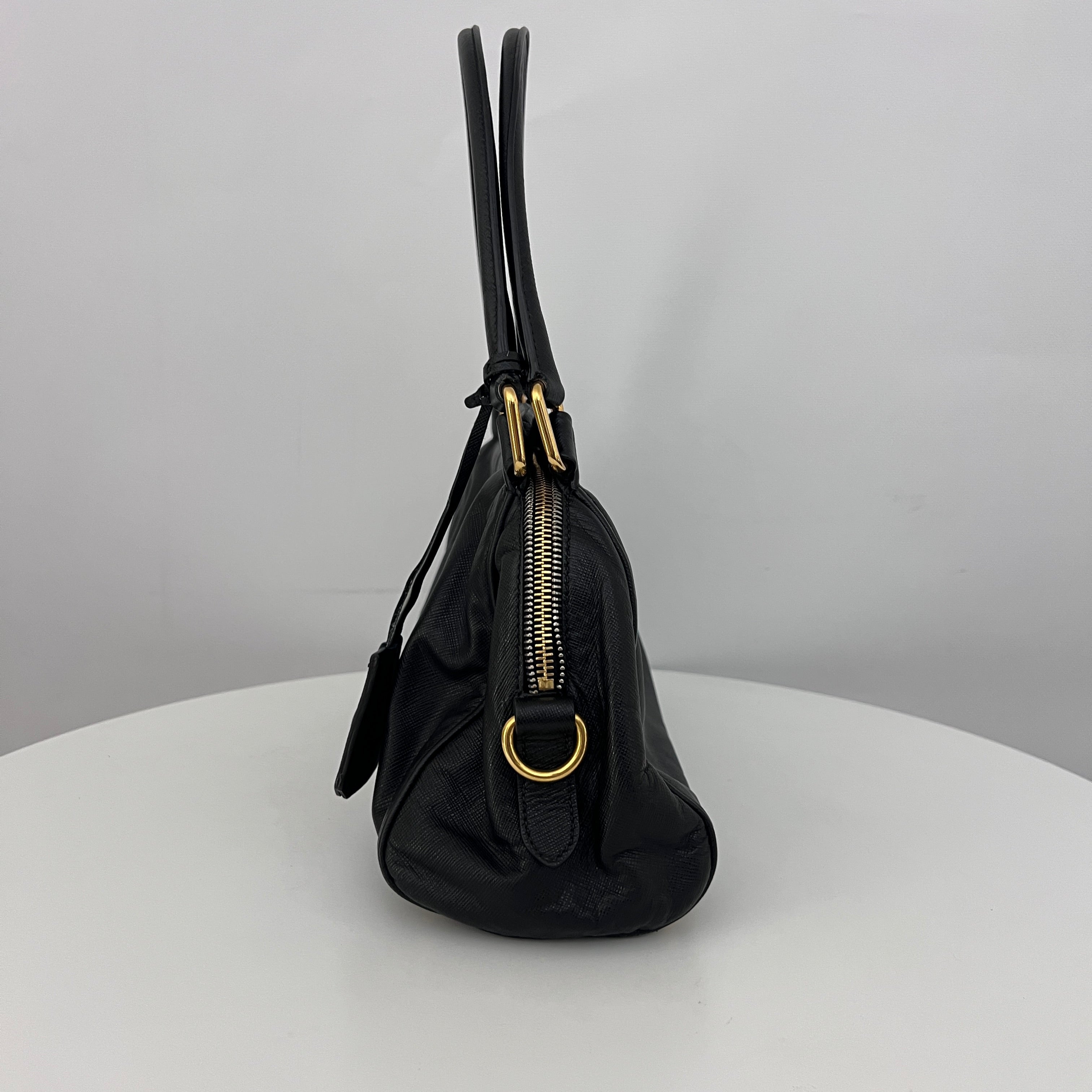 Sac à bandoulière PRADA Hobo cuir Saffiano noir