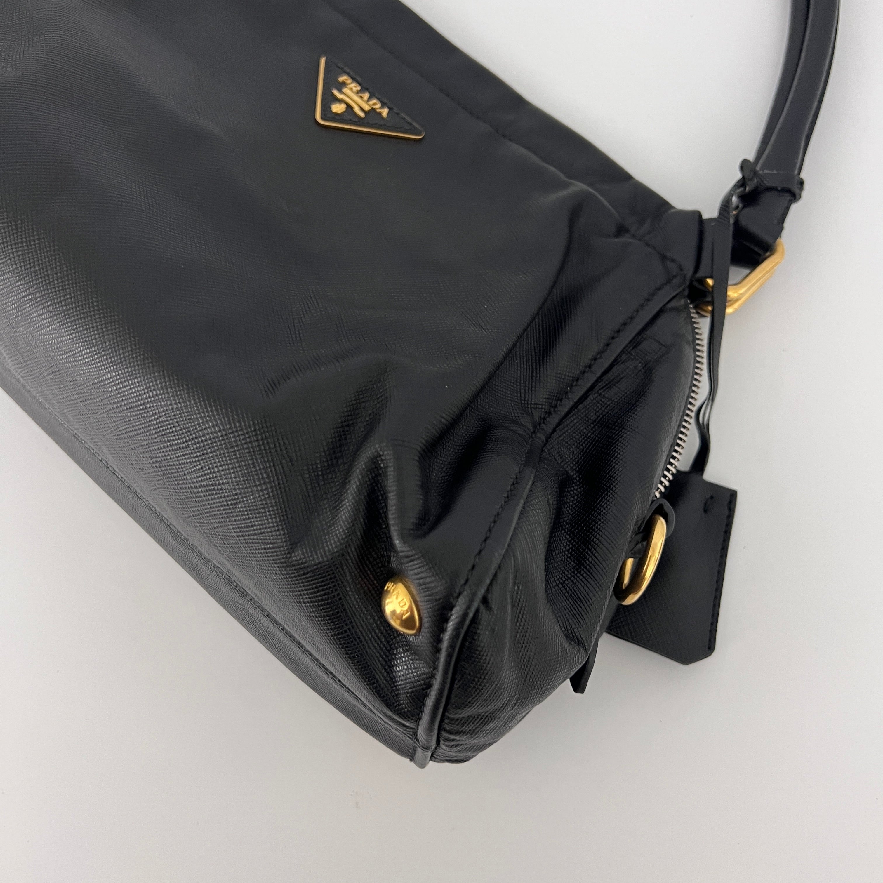 Sac à bandoulière PRADA Hobo cuir Saffiano noir