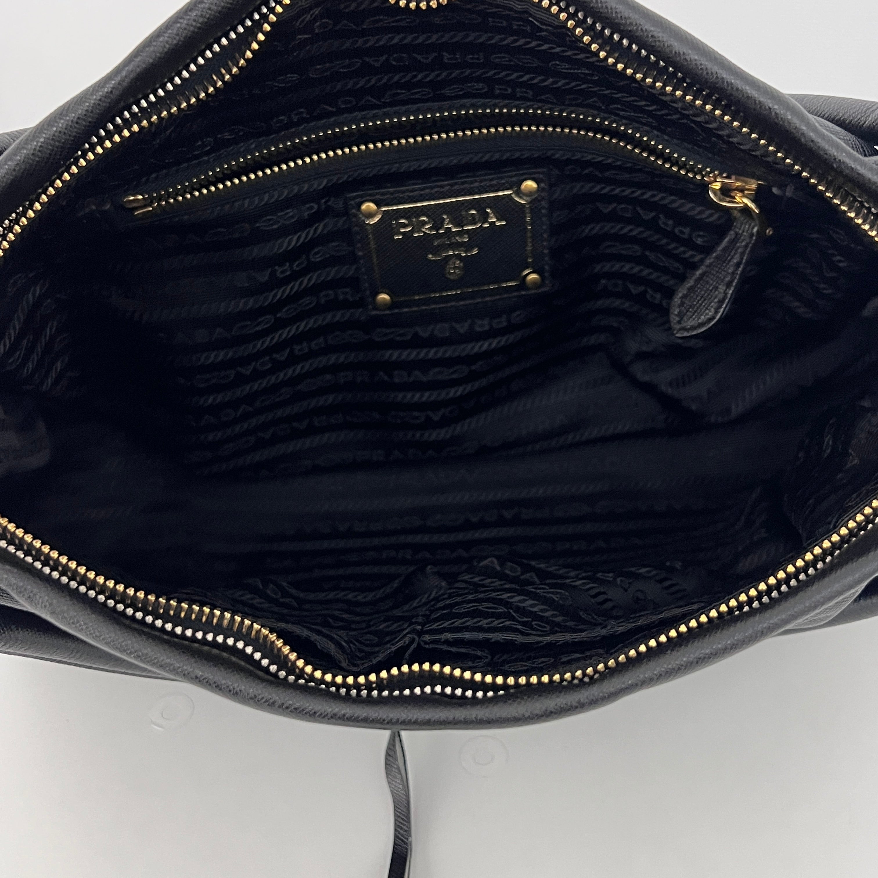 Sac à bandoulière PRADA Hobo cuir Saffiano noir