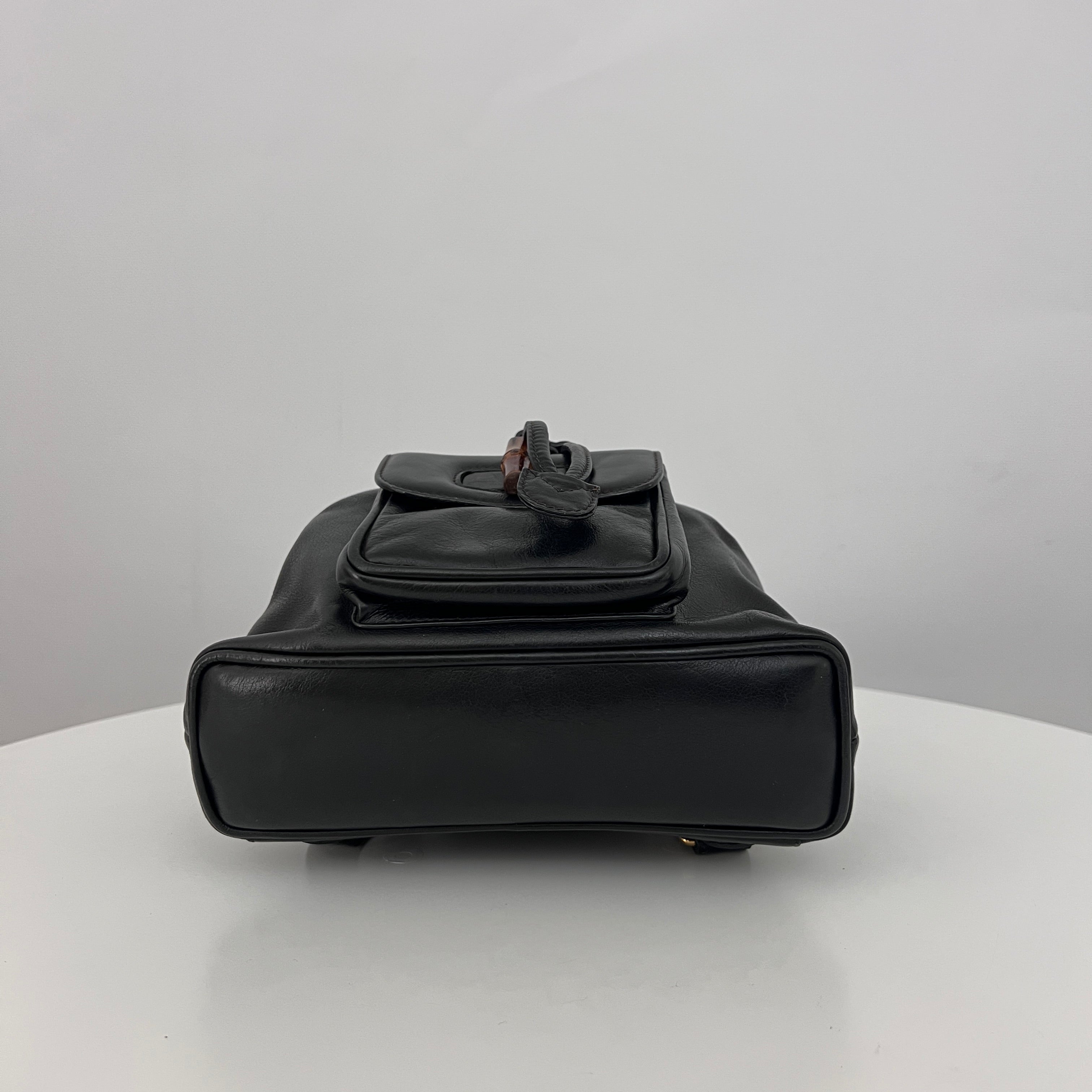 Sac GUCCI Bamboo Backpack Small cuir lisse noir
