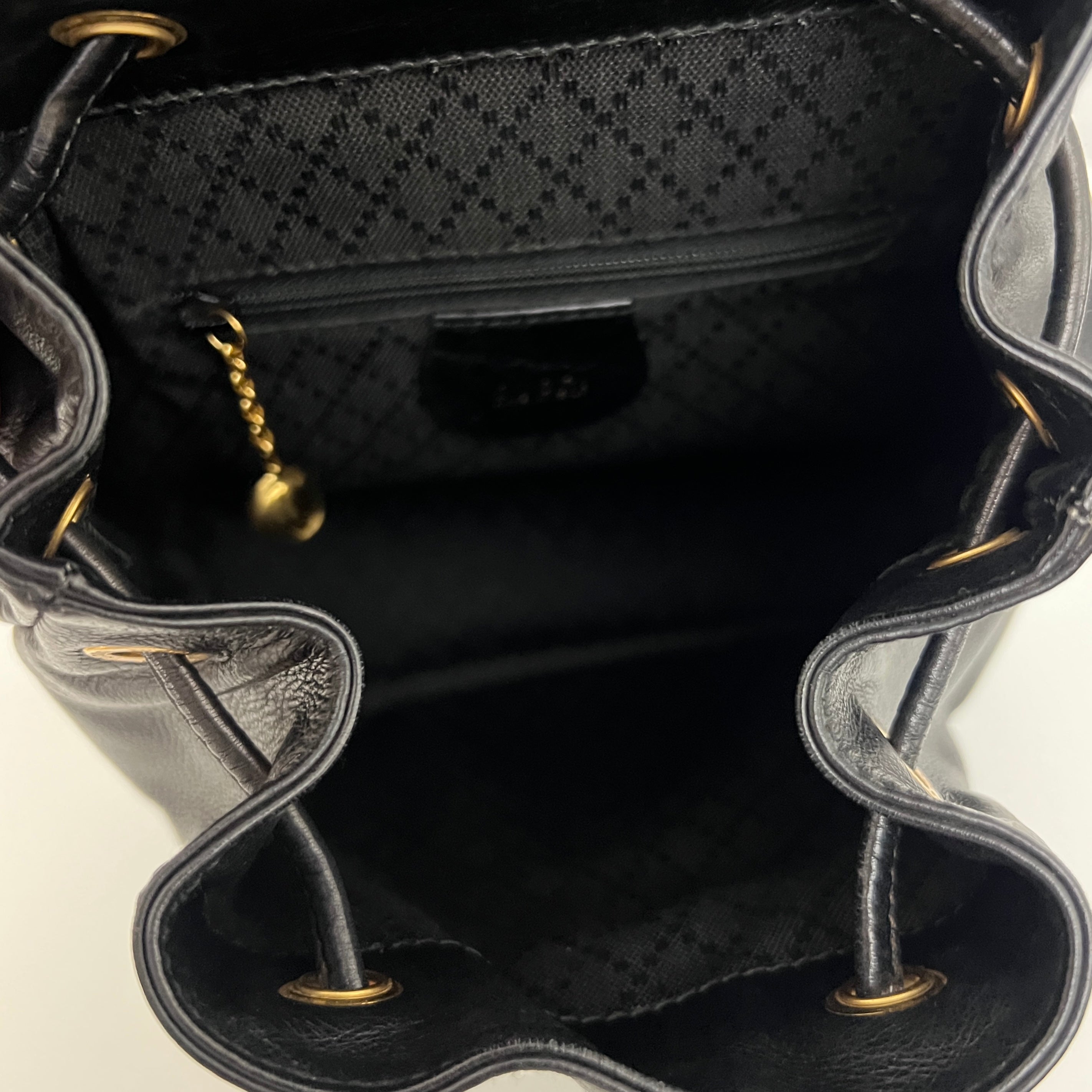 Sac GUCCI Bamboo Backpack Small cuir lisse noir