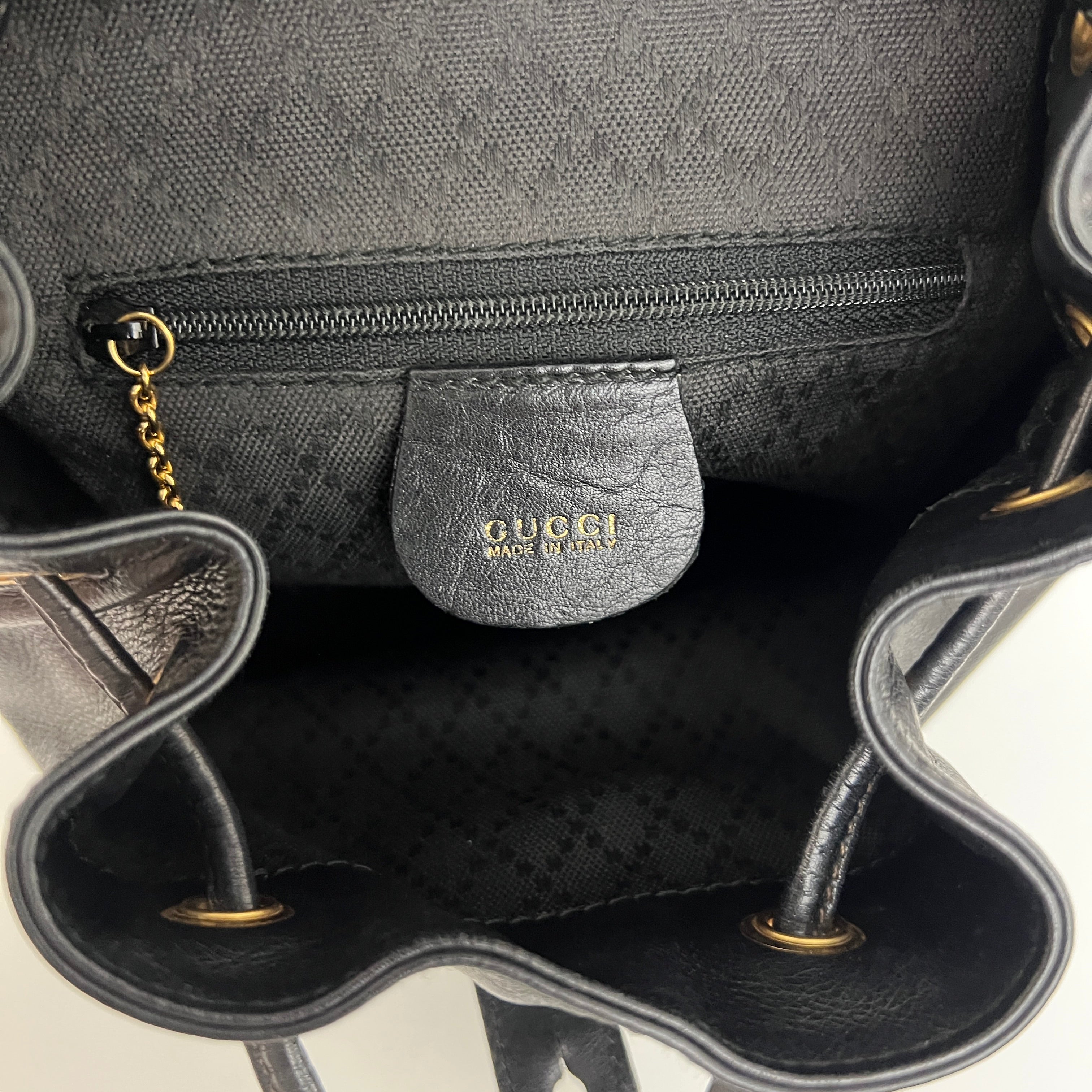 Sac GUCCI Bamboo Backpack Small cuir lisse noir