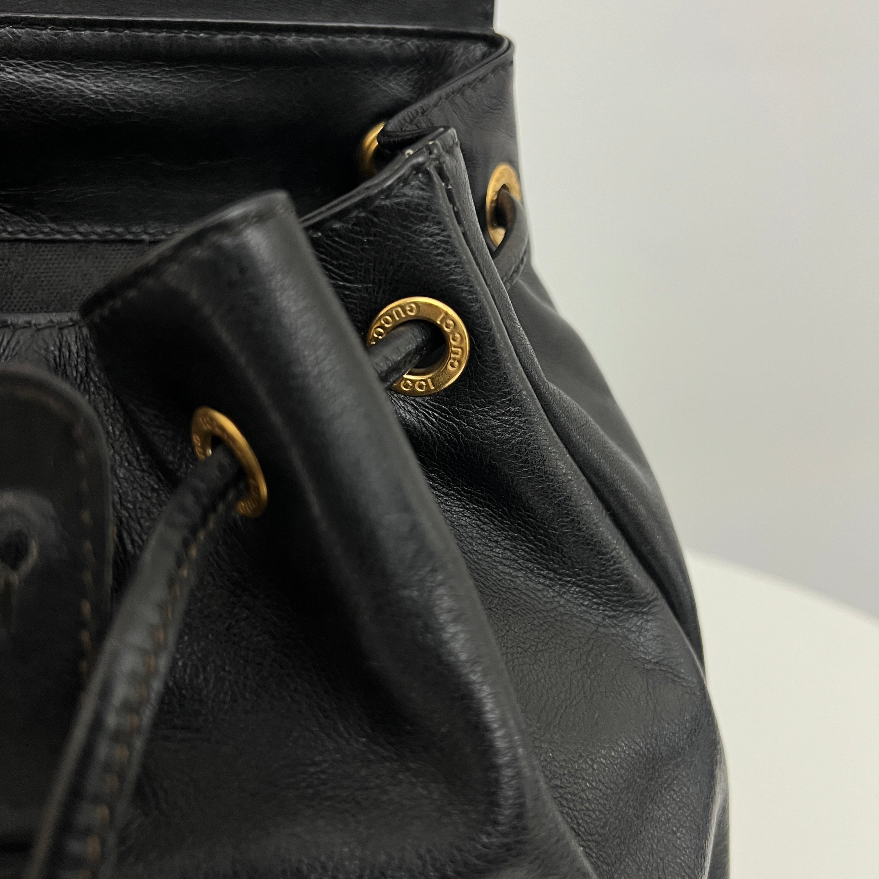 Sac GUCCI Bamboo Backpack Small cuir lisse noir