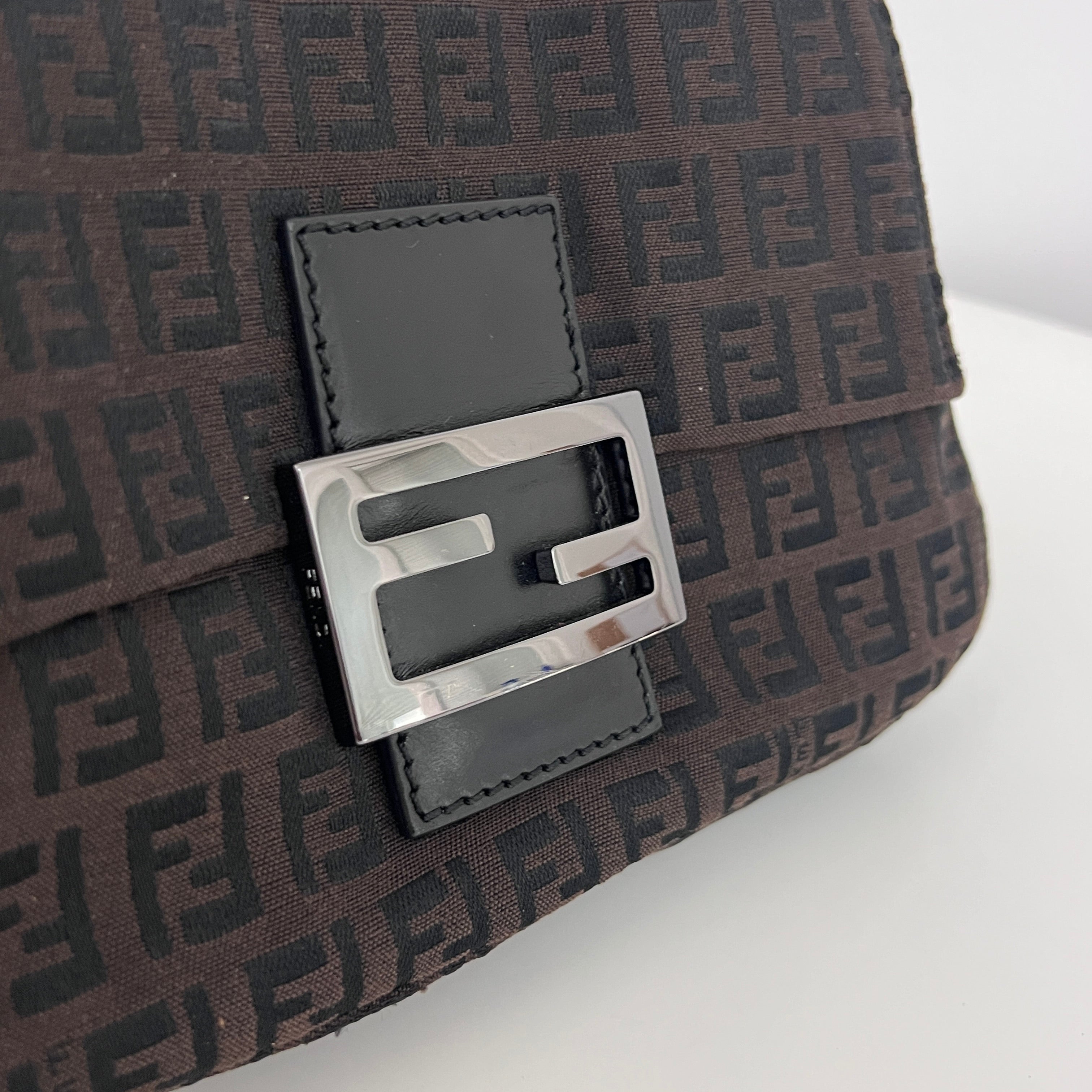 Sac FENDI Mini Mamma toile et cuir marron