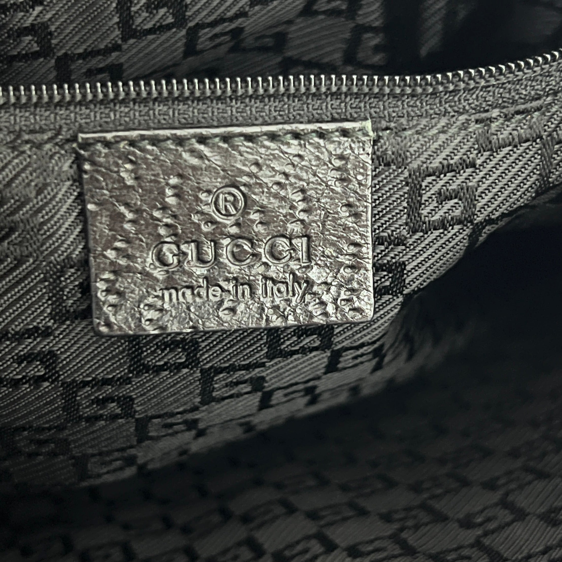 Sac GUCCI Jackie Bamboo toile et cuir noir