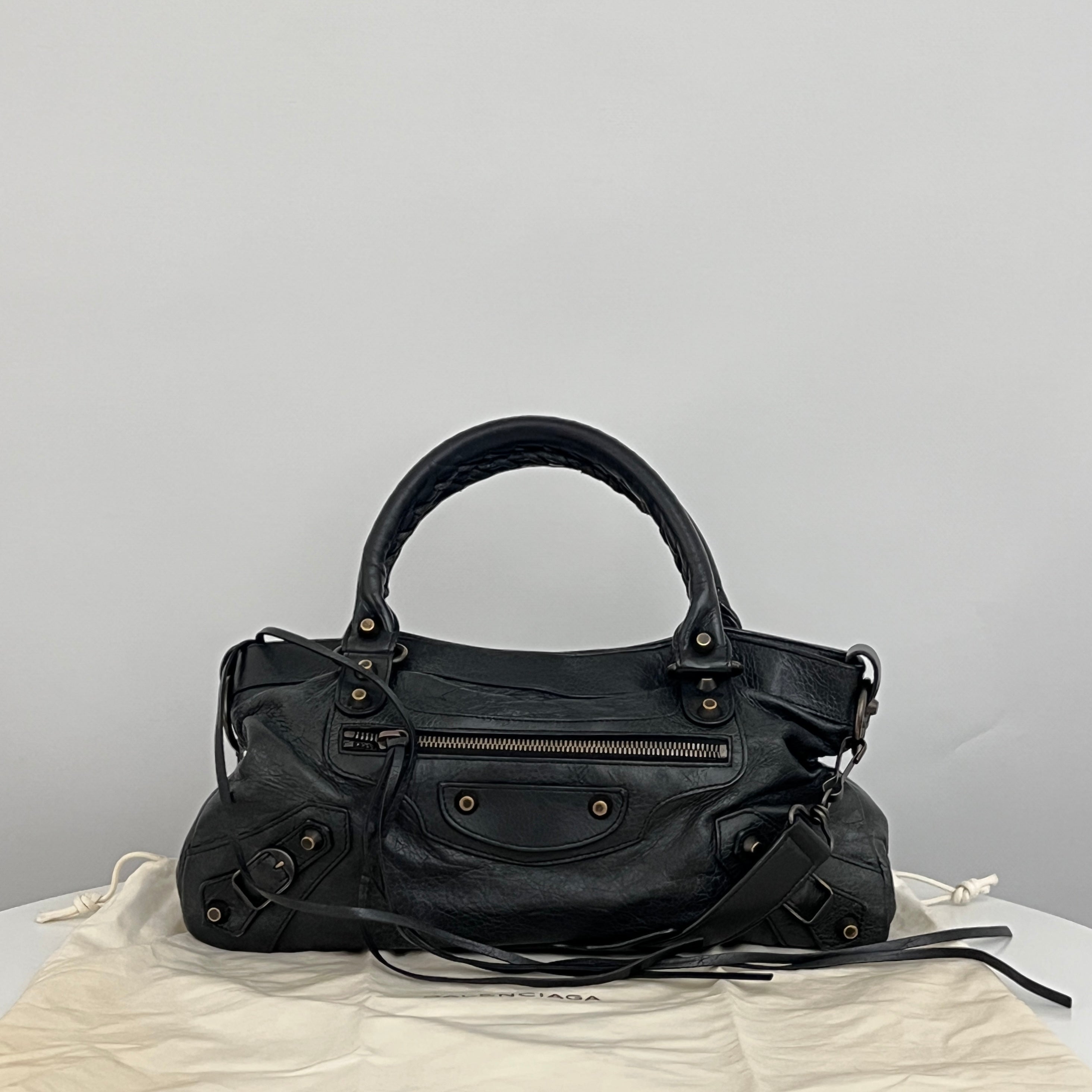 Sac BALENCIAGA The First cuir lisse noir