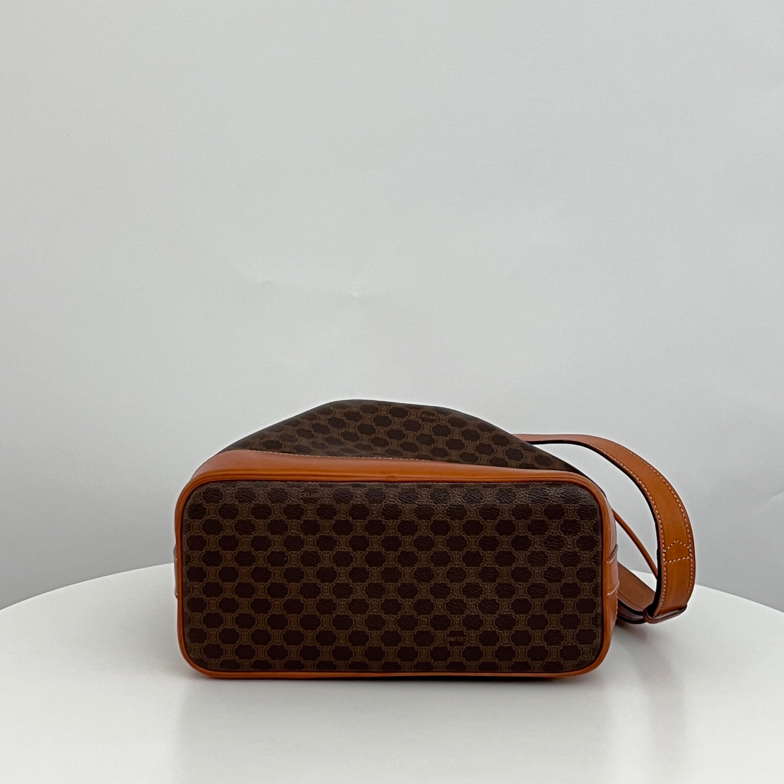 Sac CELINE Seau toile et cuir marron