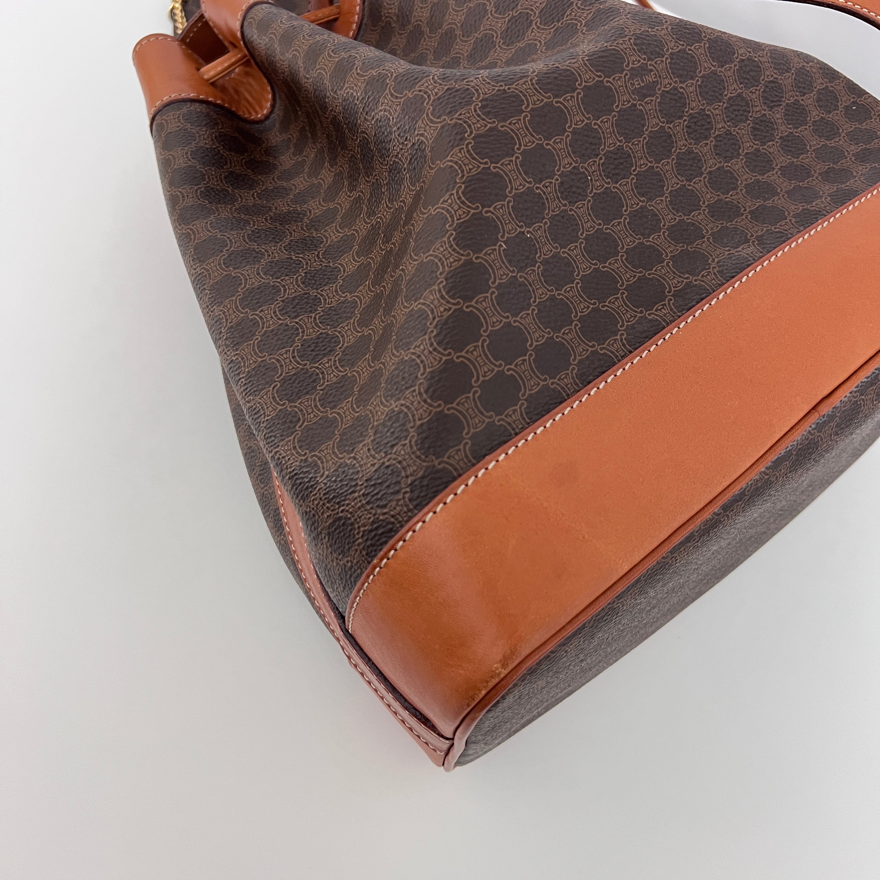 Sac CELINE Seau toile et cuir marron