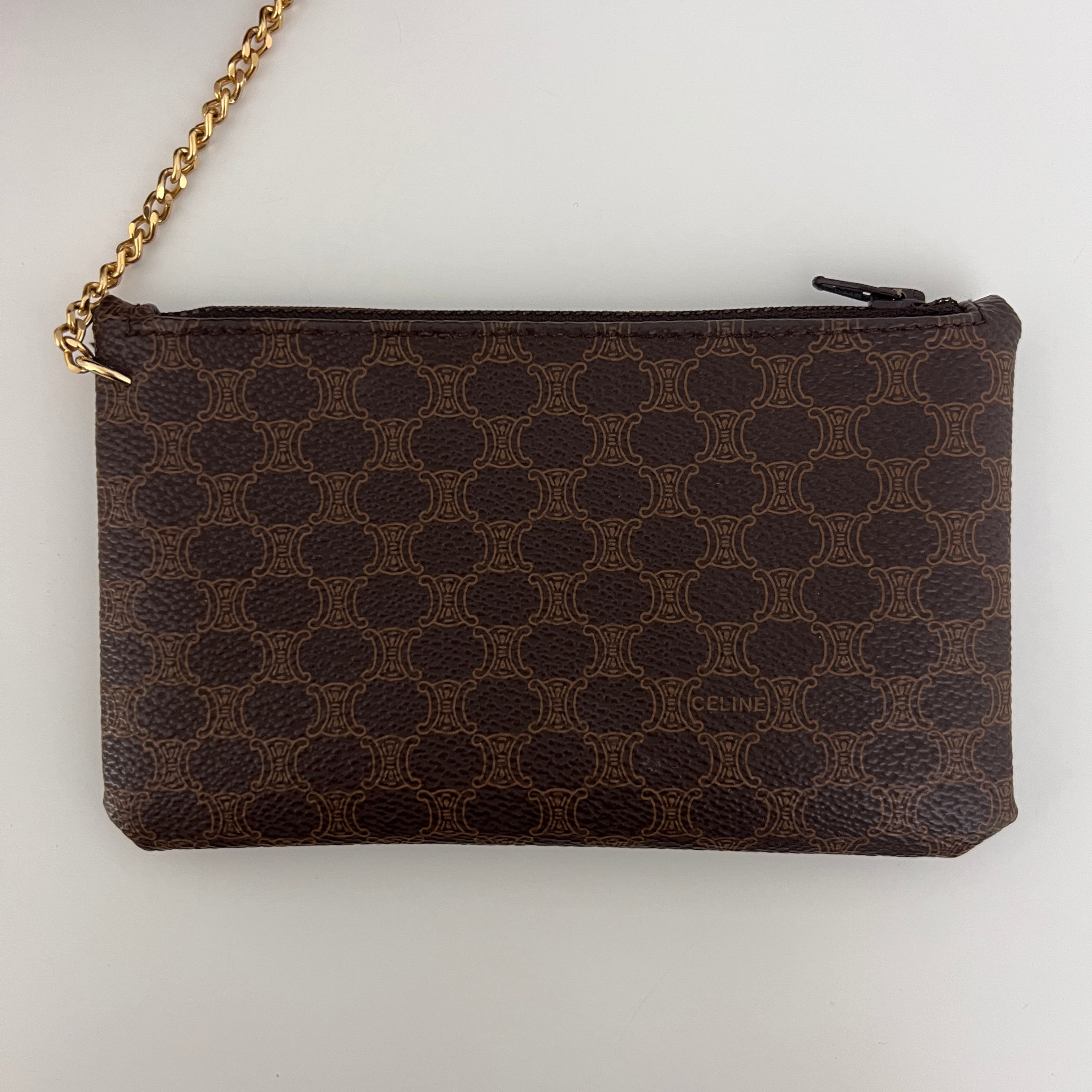 Sac CELINE Seau toile et cuir marron