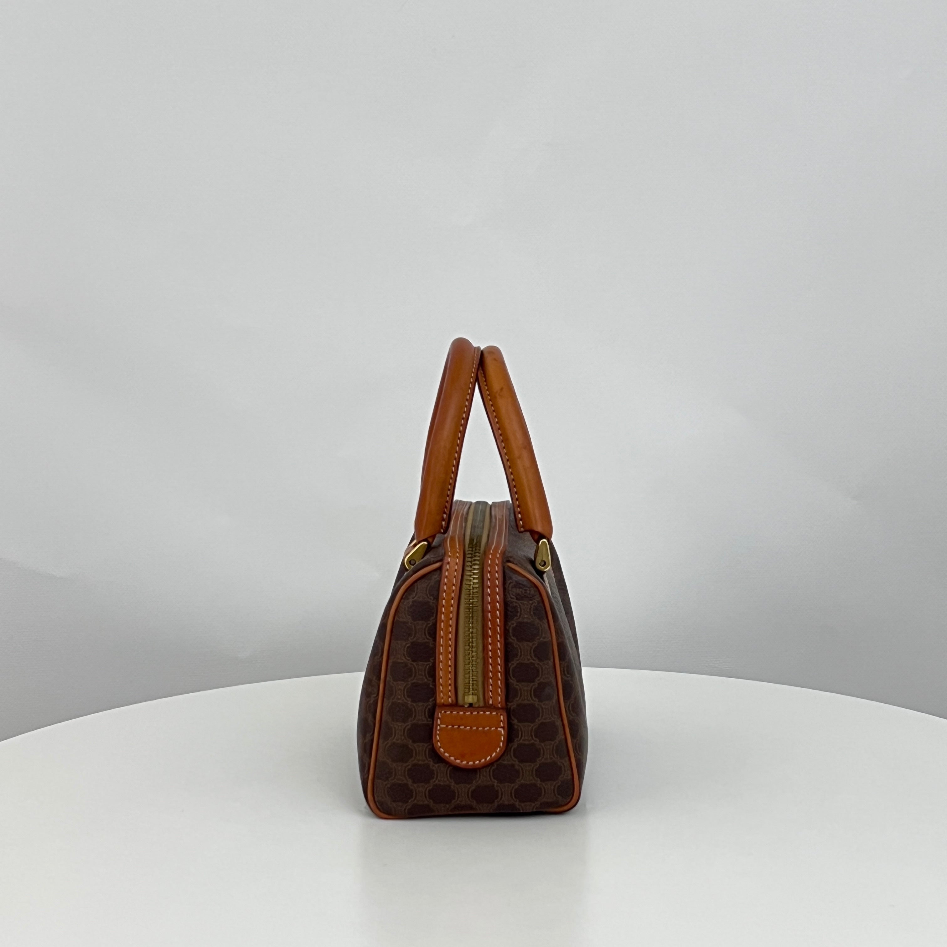 Sac CELINE Mini Boston toile et cuir marron