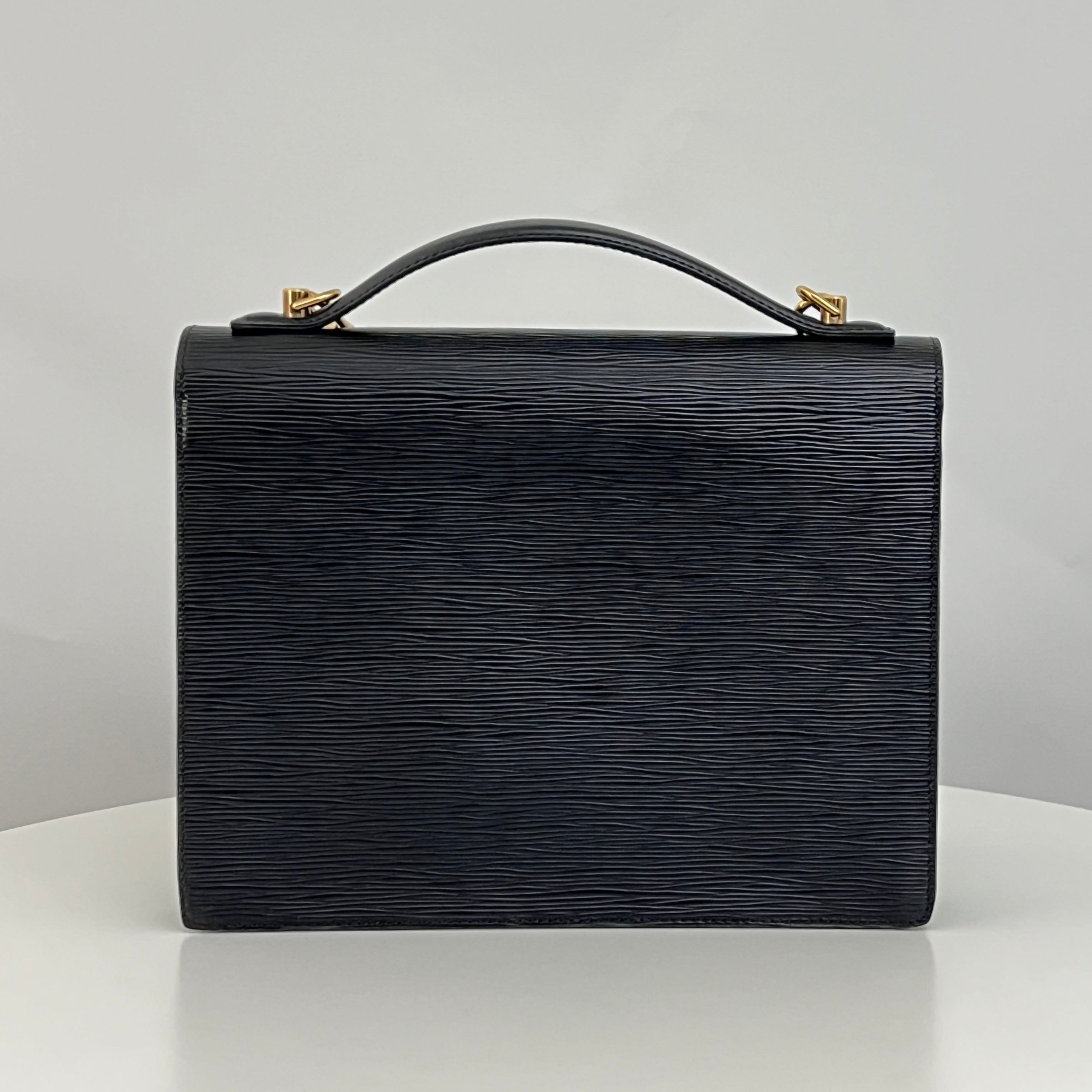 Sac à bandoulière LOUIS VUITTON Monceau 28 cuir épi noir vintage 1994