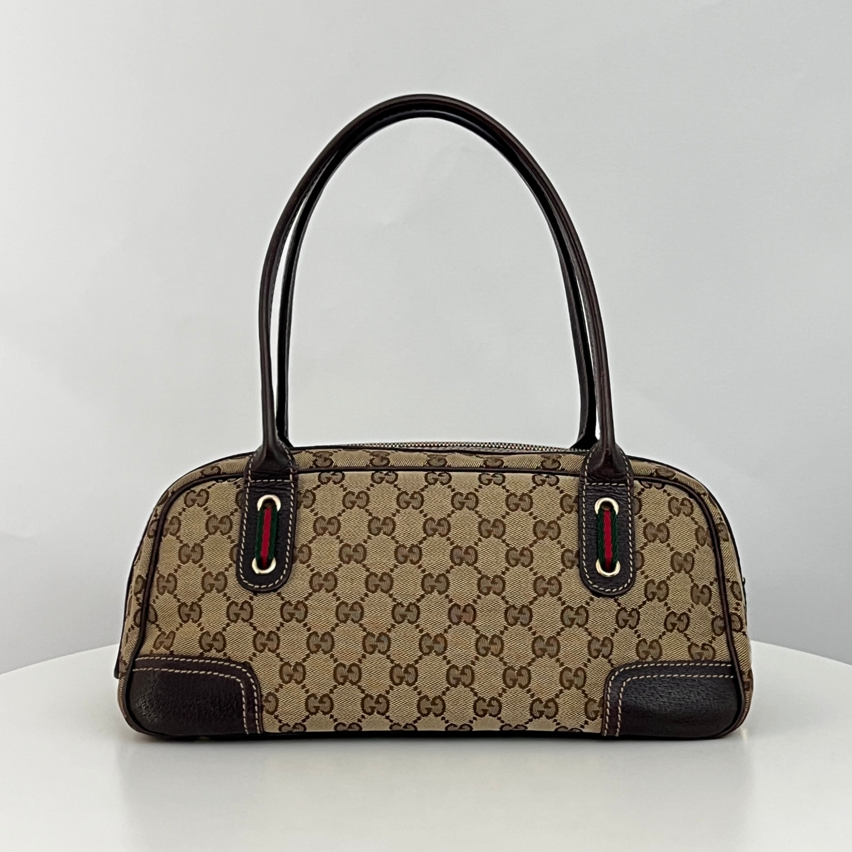 Sac GUCCI Princy Boston Sherry toile et cuir marron
