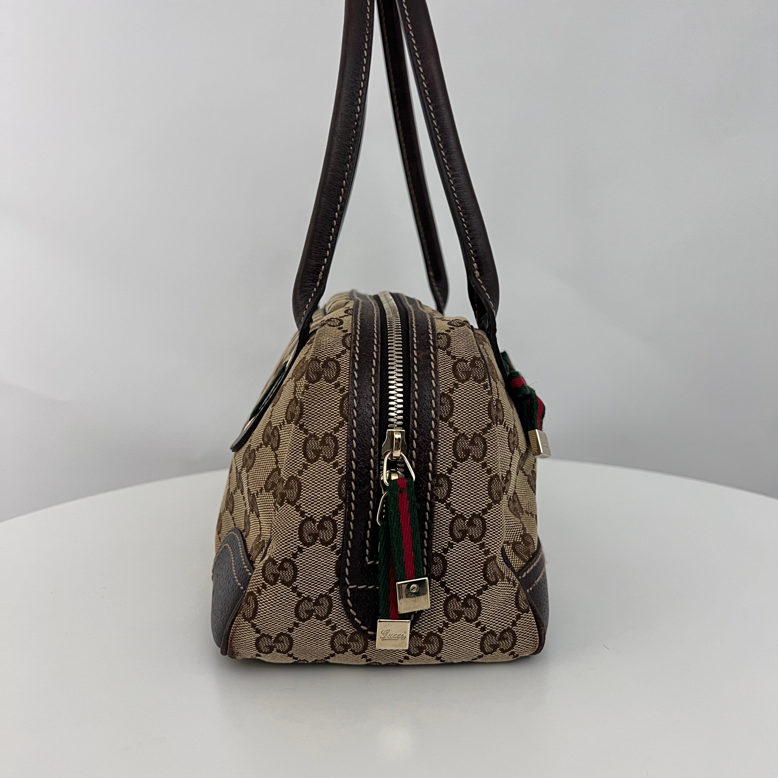 Sac GUCCI Princy Boston Sherry toile et cuir marron