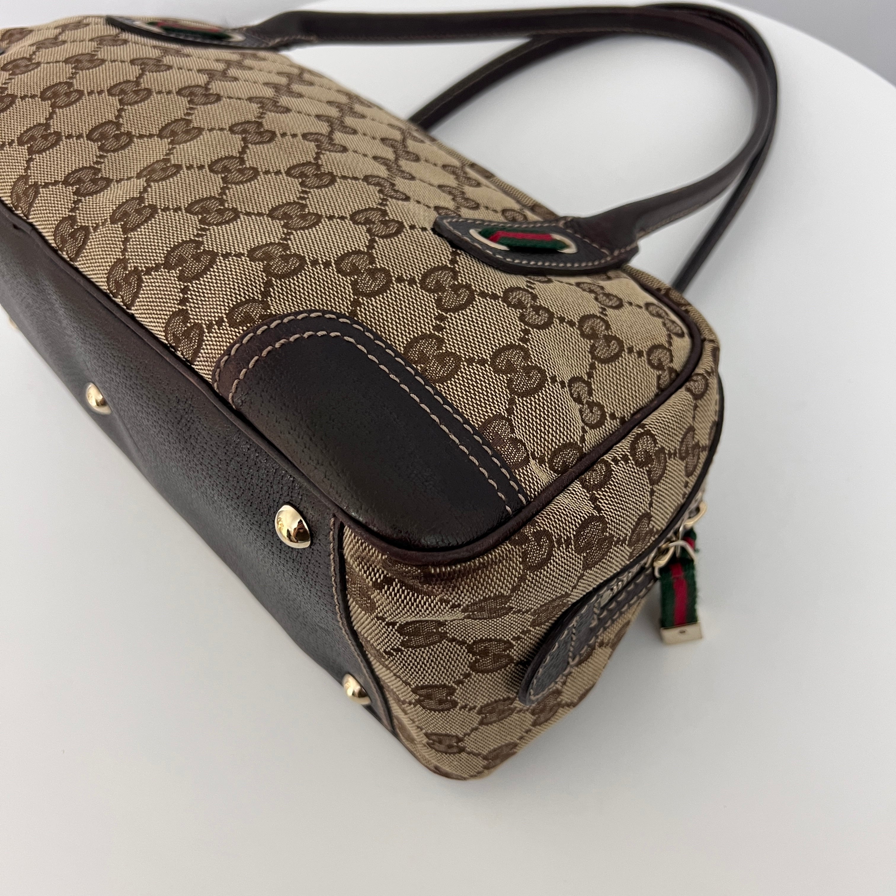 Sac GUCCI Princy Boston Sherry toile et cuir marron