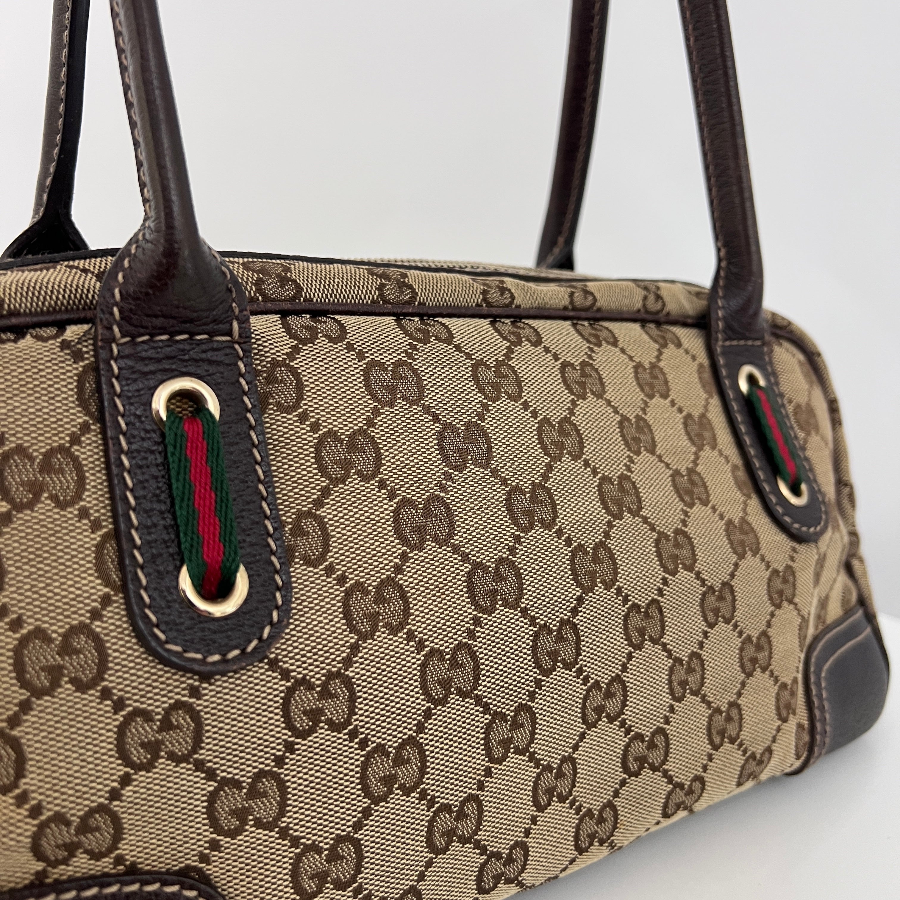 Sac GUCCI Princy Boston Sherry toile et cuir marron