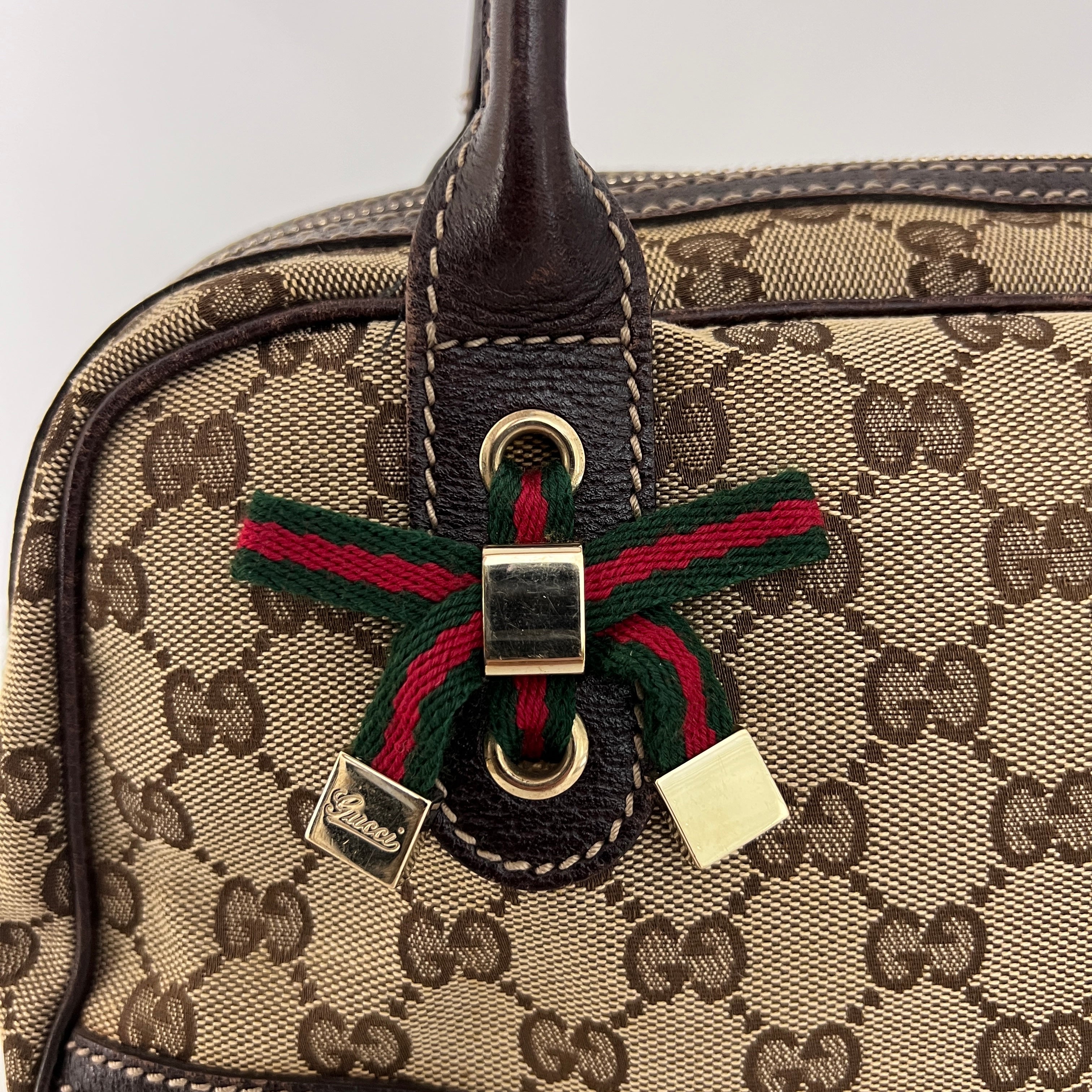 Sac GUCCI Princy Boston Sherry toile et cuir marron