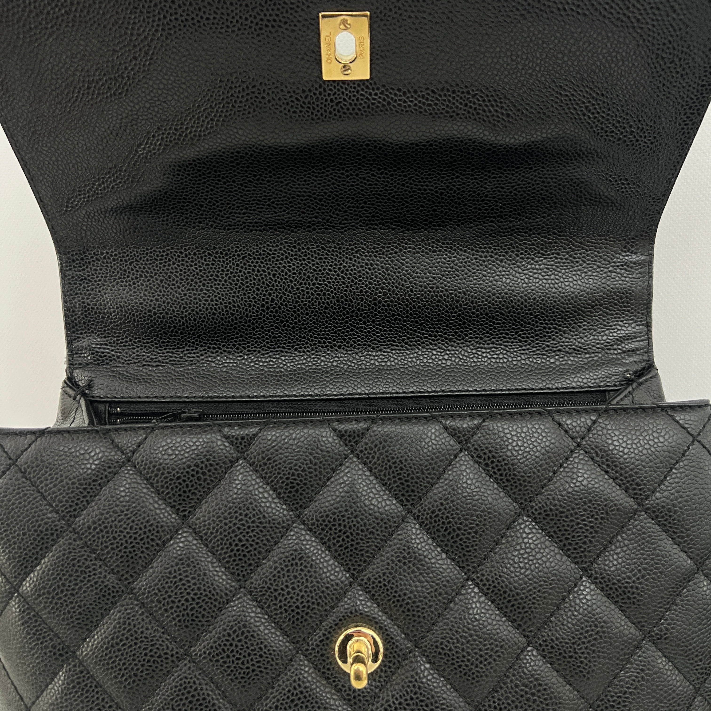 Sac CHANEL Top Handle cuir caviar noir vintage 2003-2004