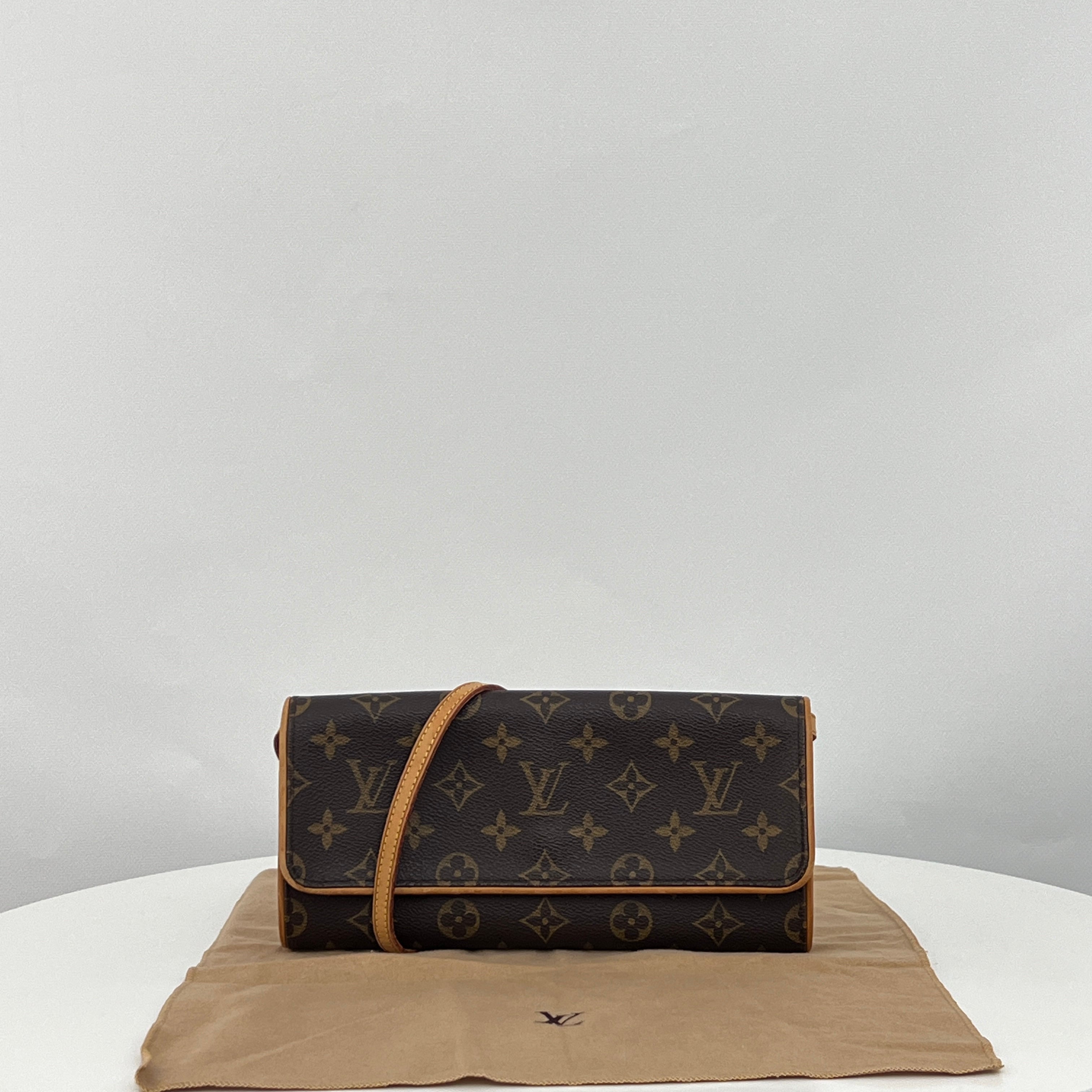 Sac à bandoulière LOUIS VUITTON Twin GM toile et cuir marron vintage 2000