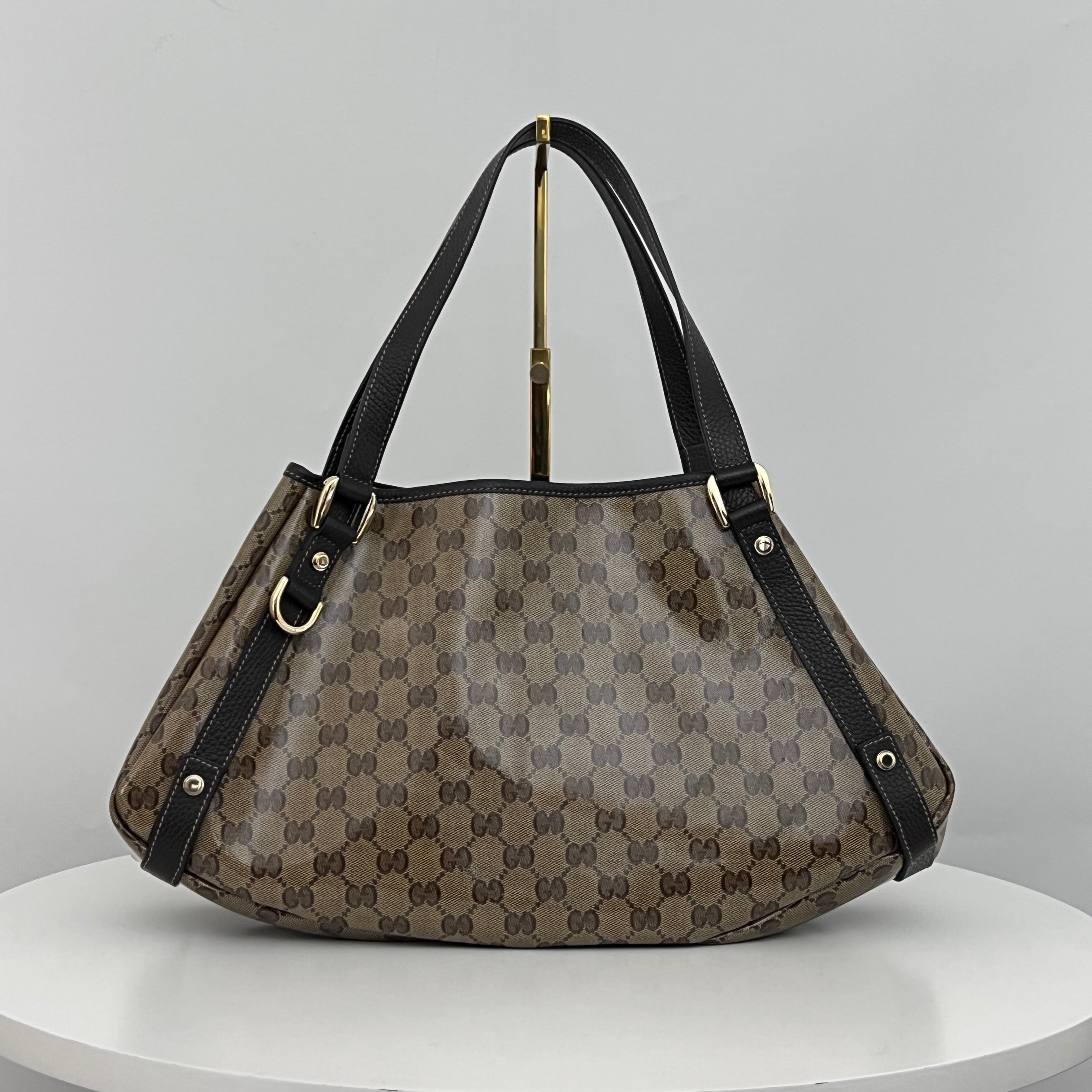 Sac GUCCI Pelham toile verni et cuir marron