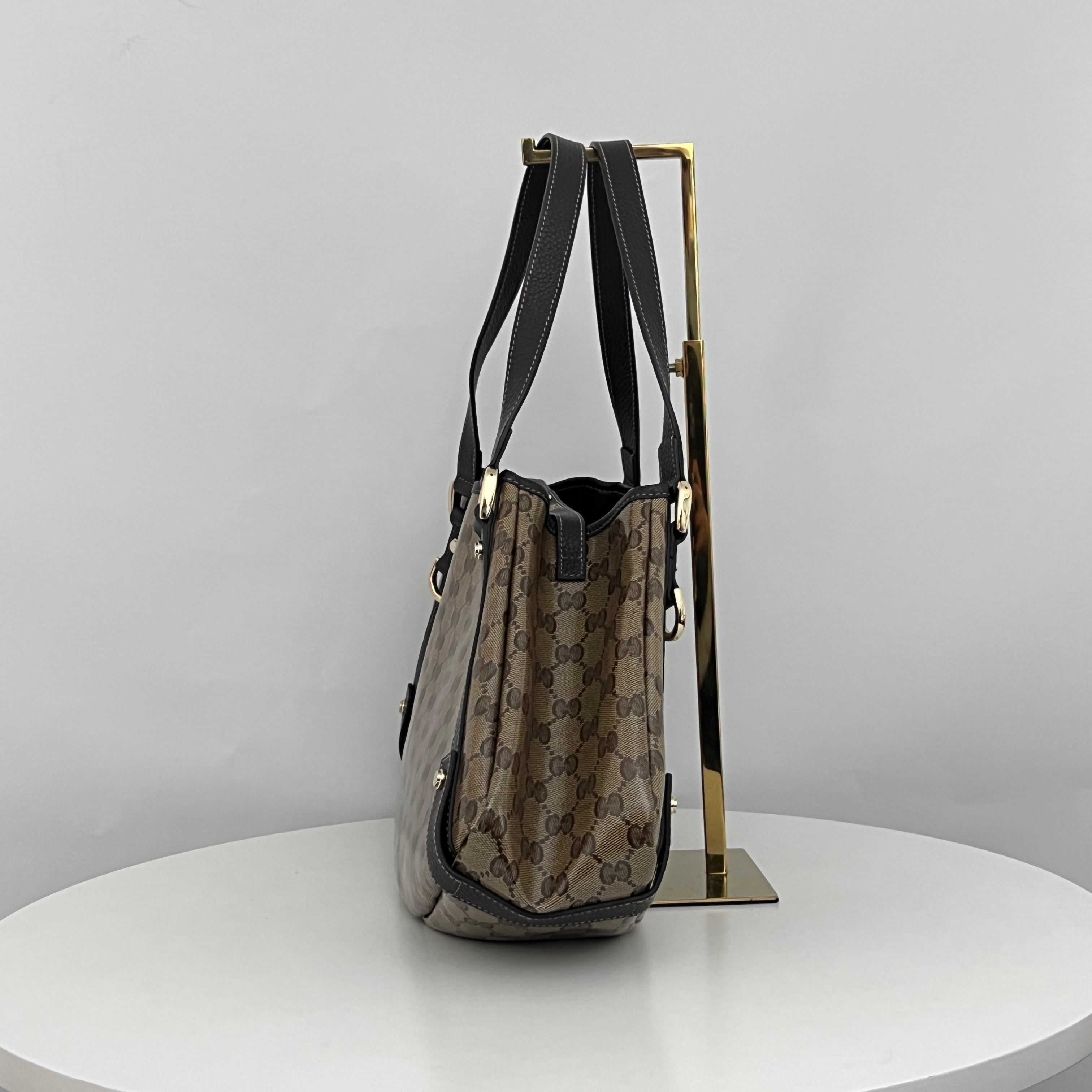 Sac GUCCI Pelham toile verni et cuir marron