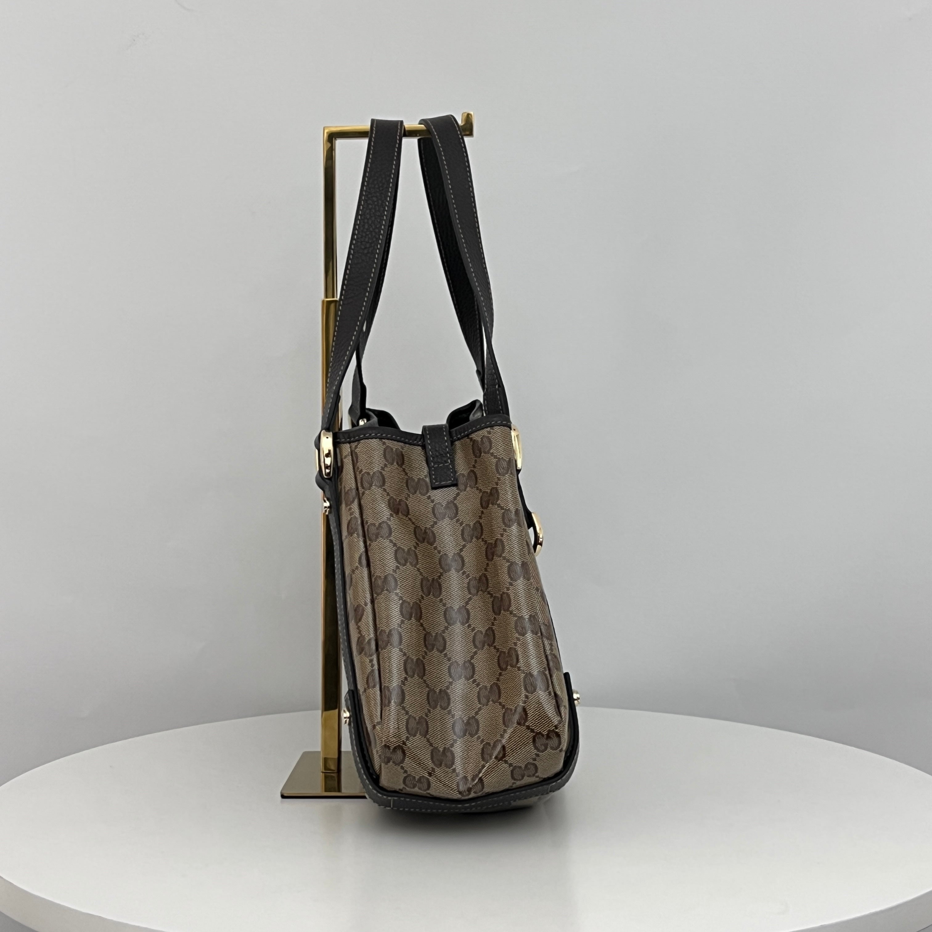 Sac GUCCI Pelham toile verni et cuir marron