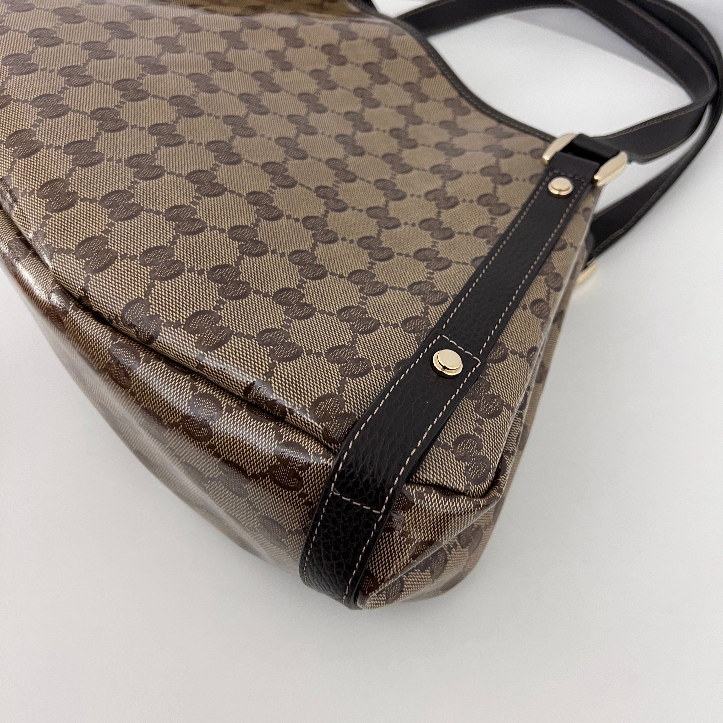 Sac GUCCI Pelham toile verni et cuir marron