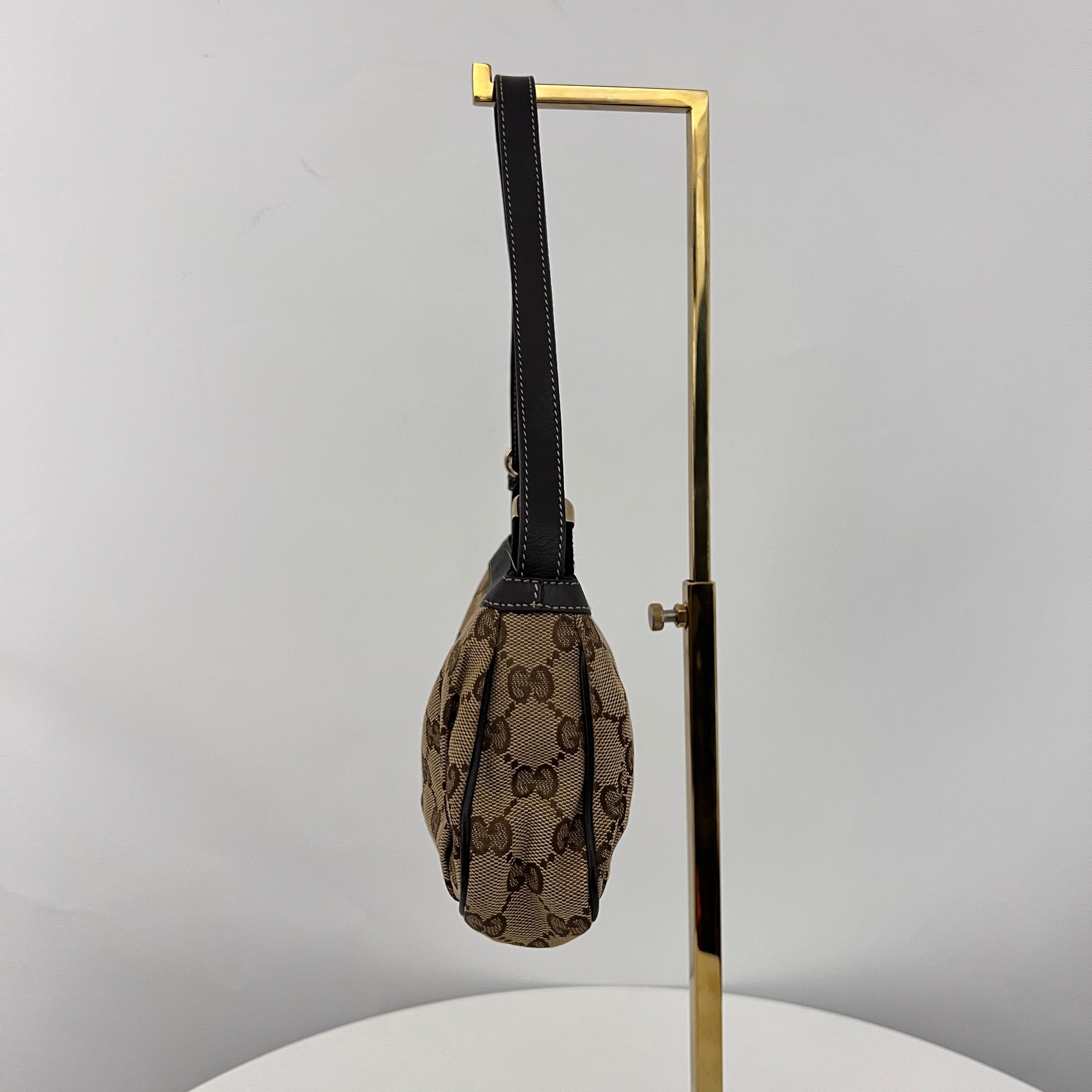 Sac GUCCI GG Heart Charm toile et cuir marron
